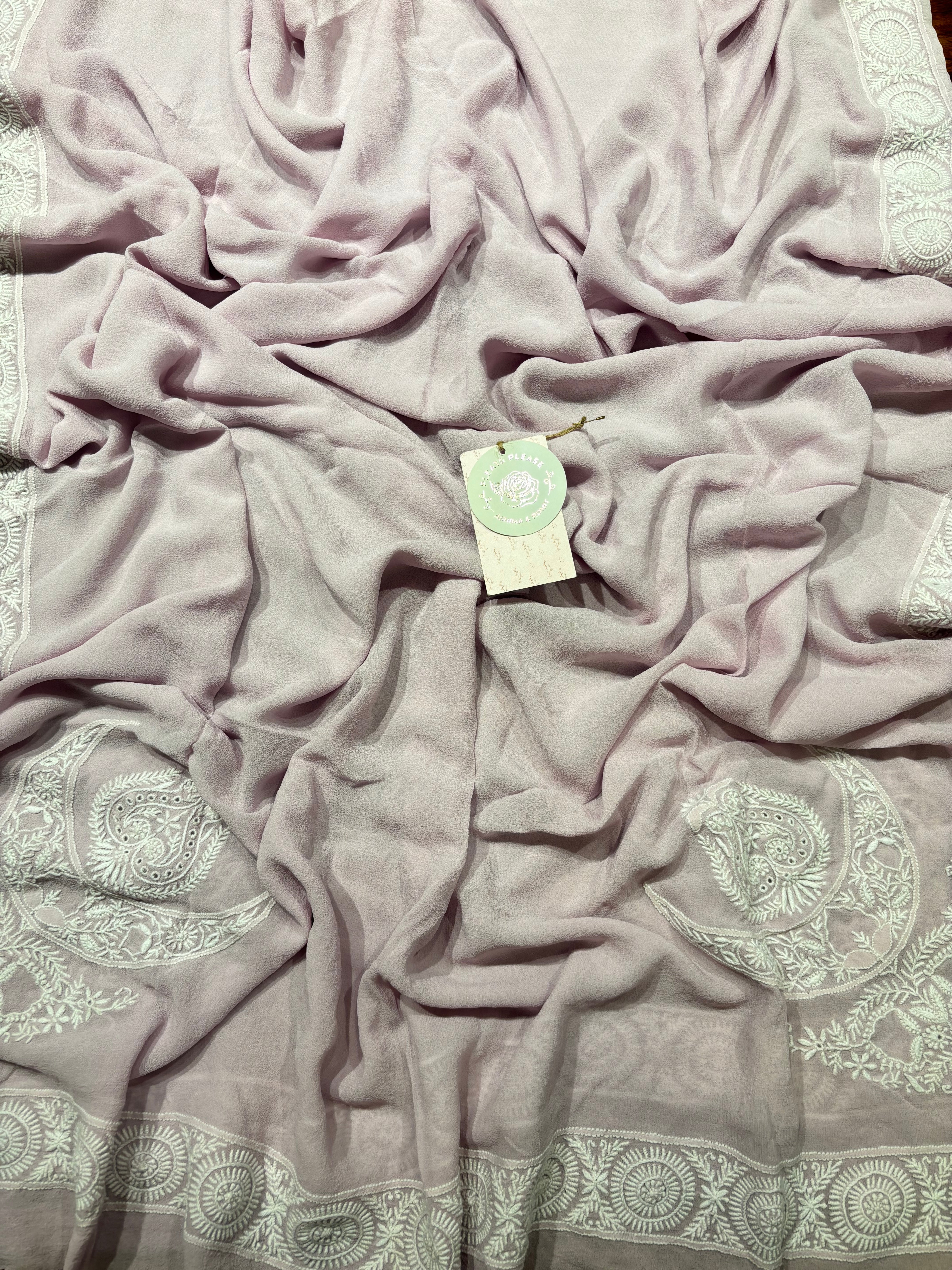 Lilac Pure & Premium Georgette Chikankari Dupatta