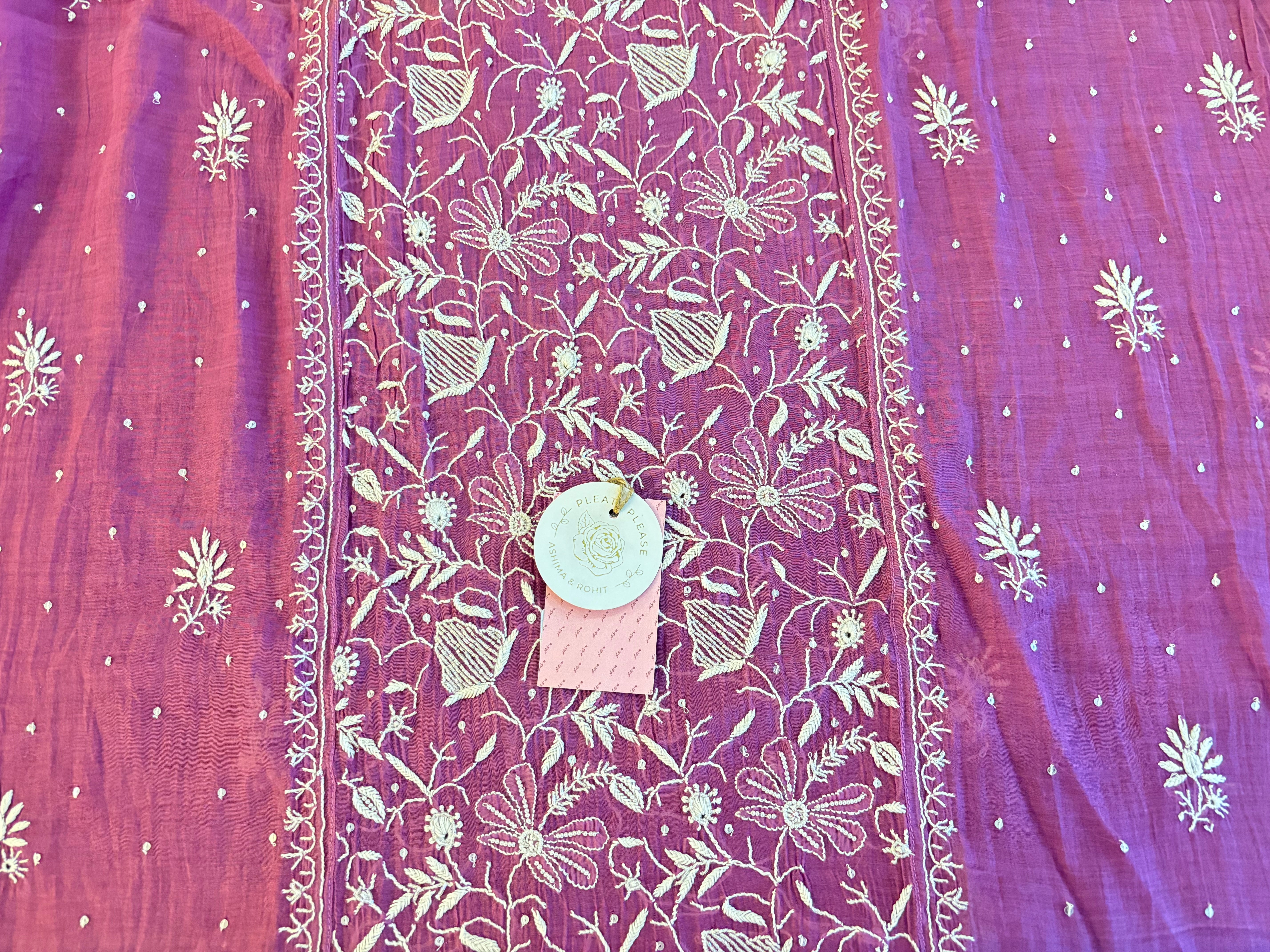 Orchid Purple Chanderi Chikankari Kurta & Dupatta