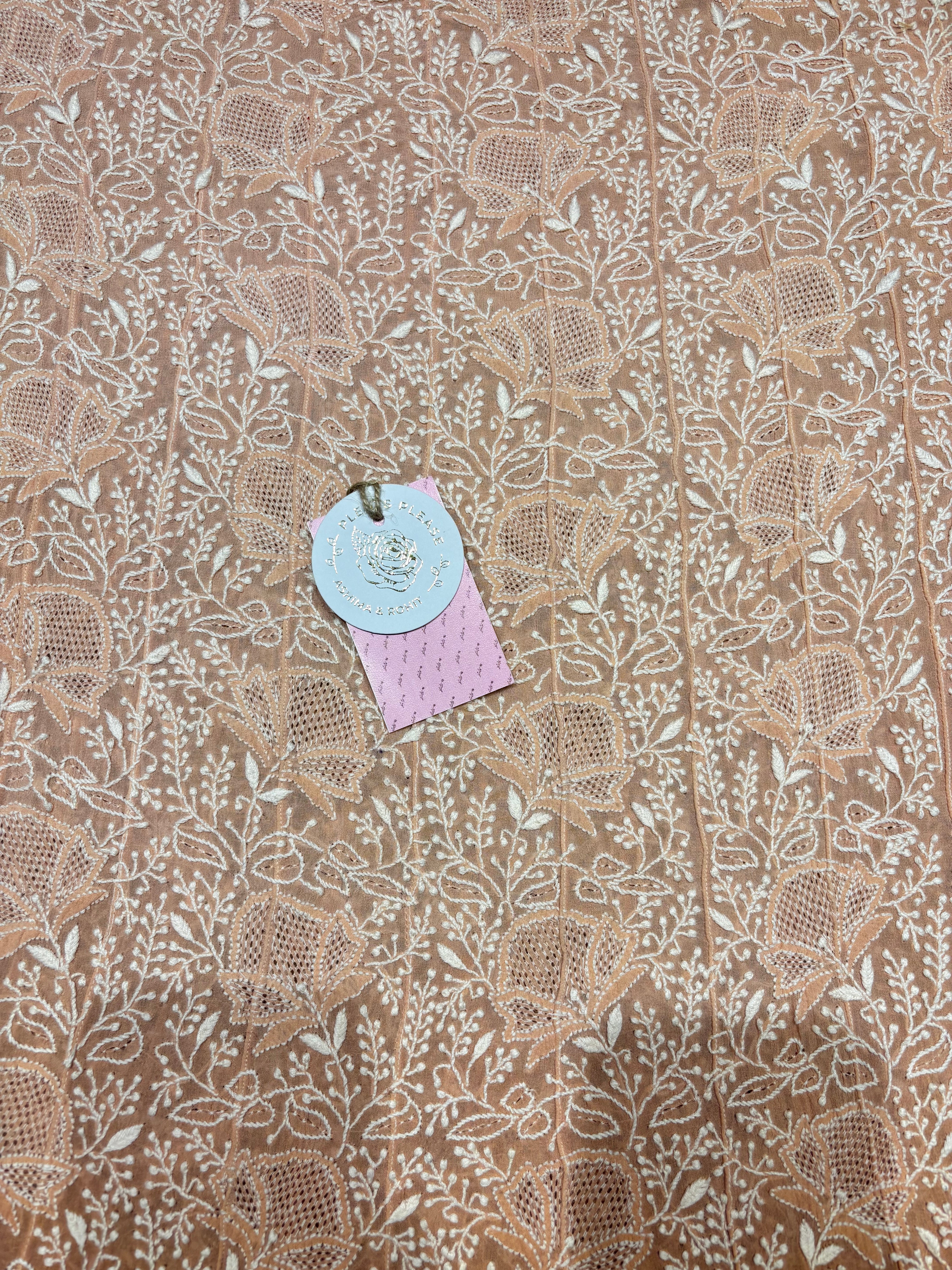 Brown Ombre Pure & Premium Georgette Chikankari Anarkali & Dupatta Set