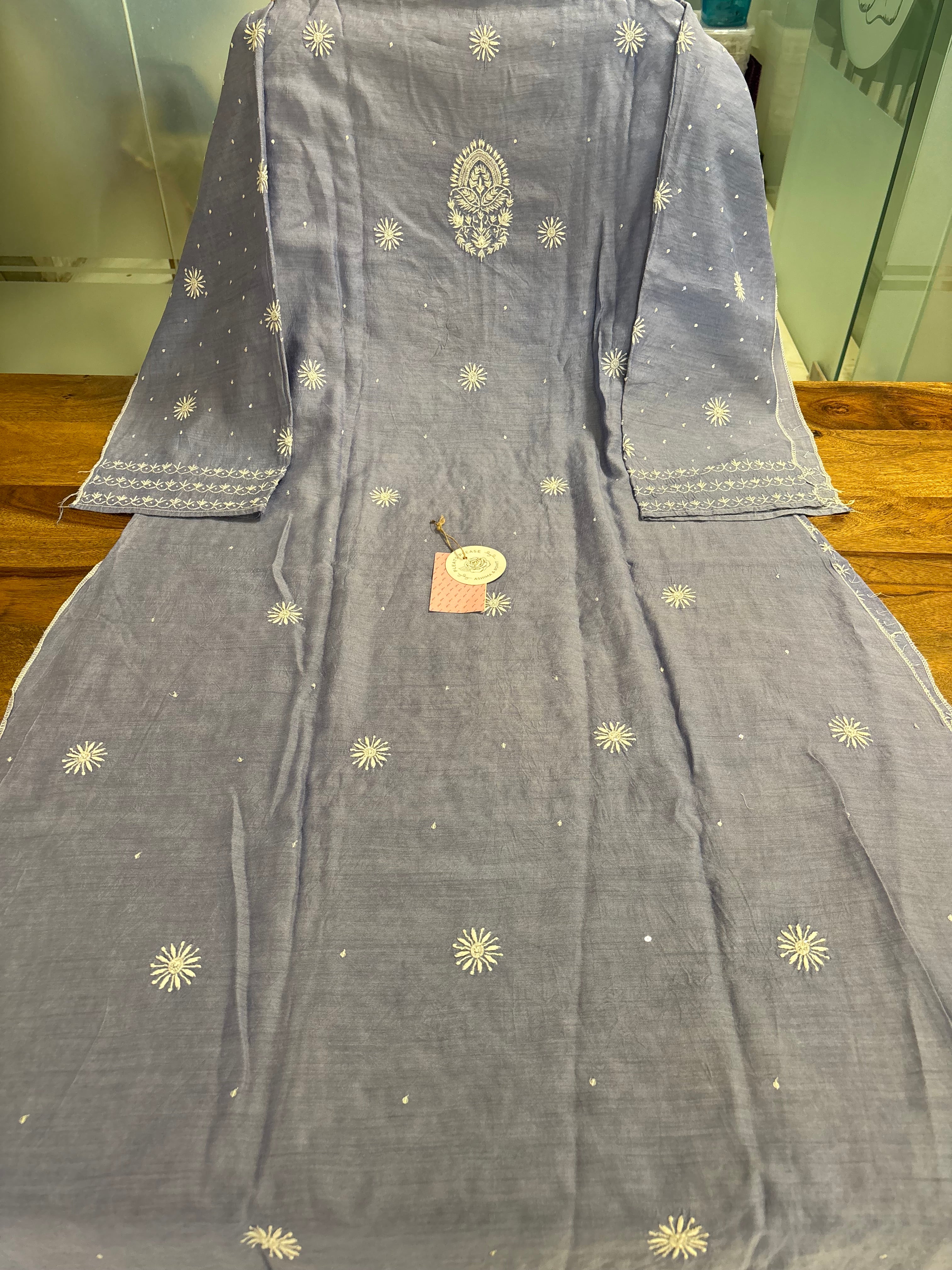 Powder blue Chikankari Kurta Dupatta Set