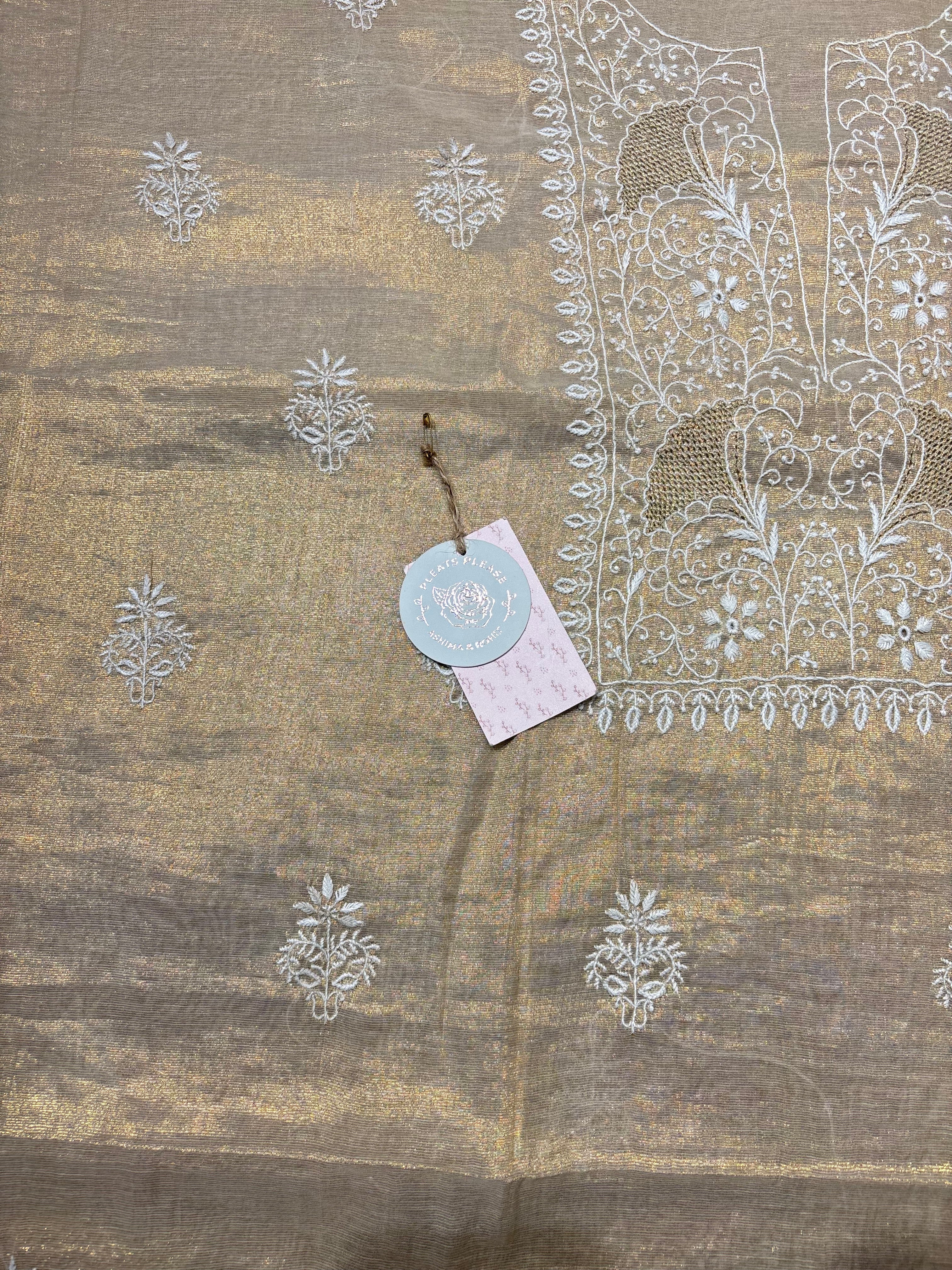 Dyeable Tissue Chikankari Kurta and Dupatta Fabric