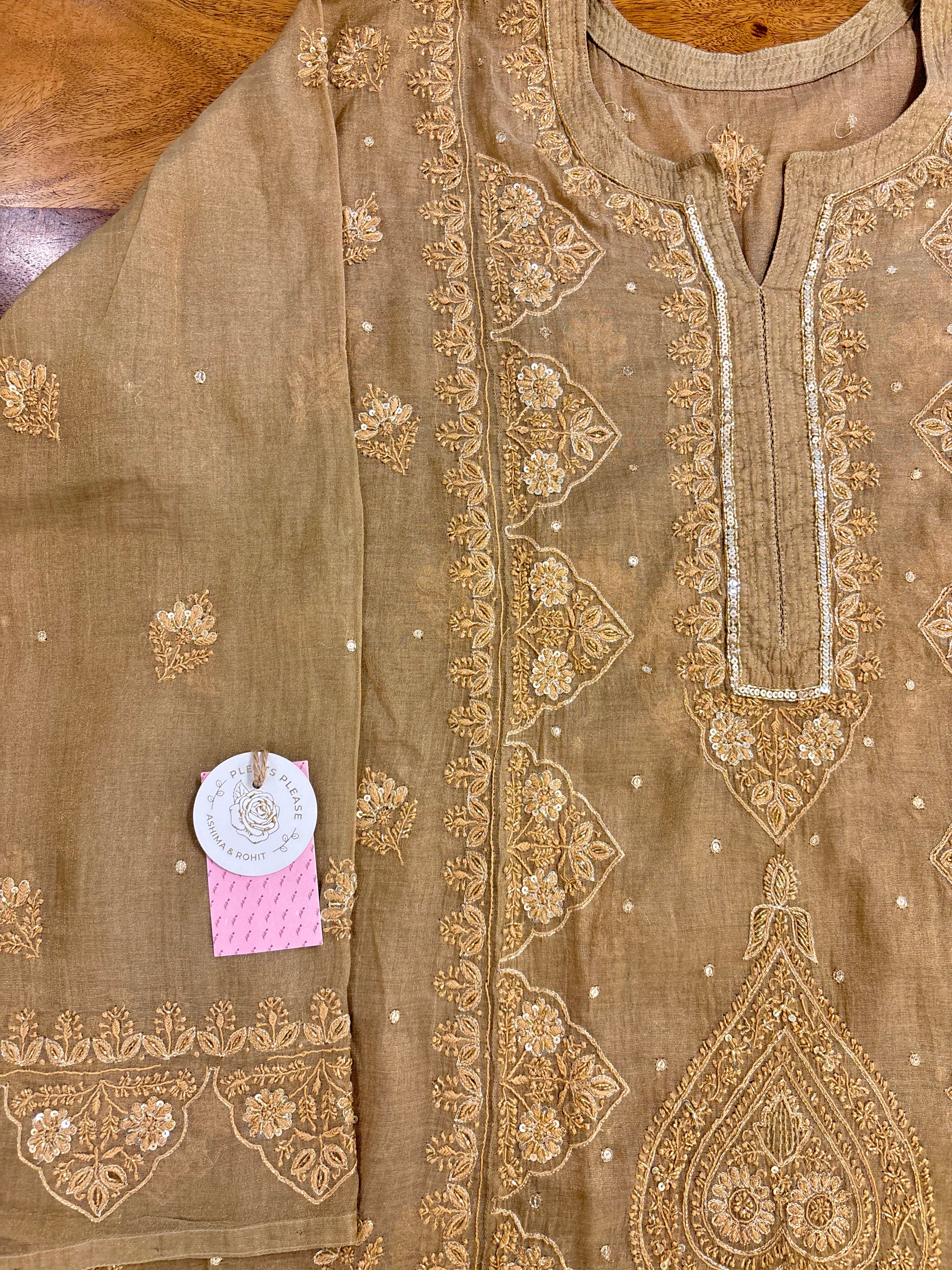 Sandrift Pure & Premium Tissue Chikankari Kurta & Dupatta
