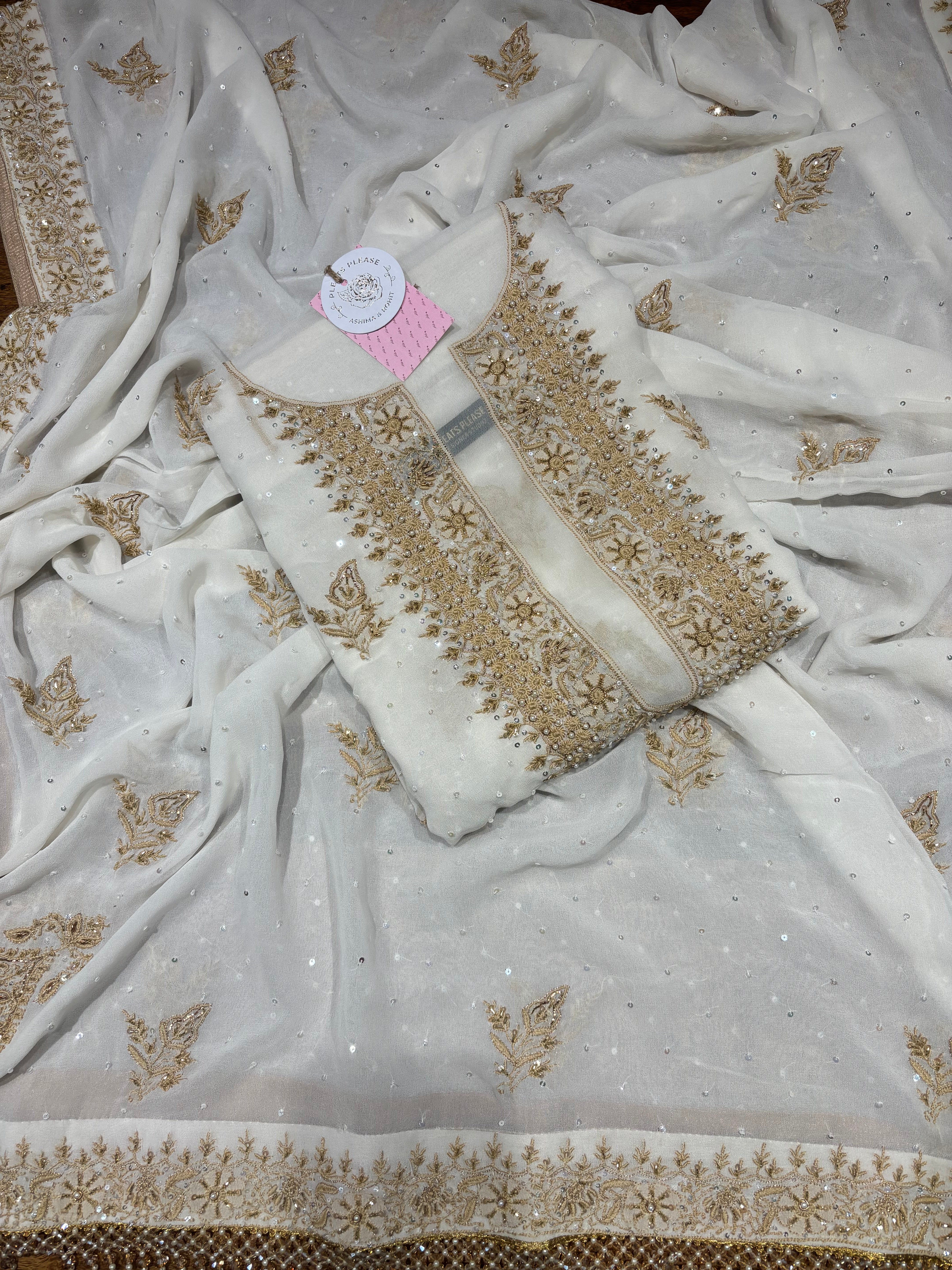 Dyeable Pure & Premium Georgette Chikankari Kurta & Dupatta Fabric