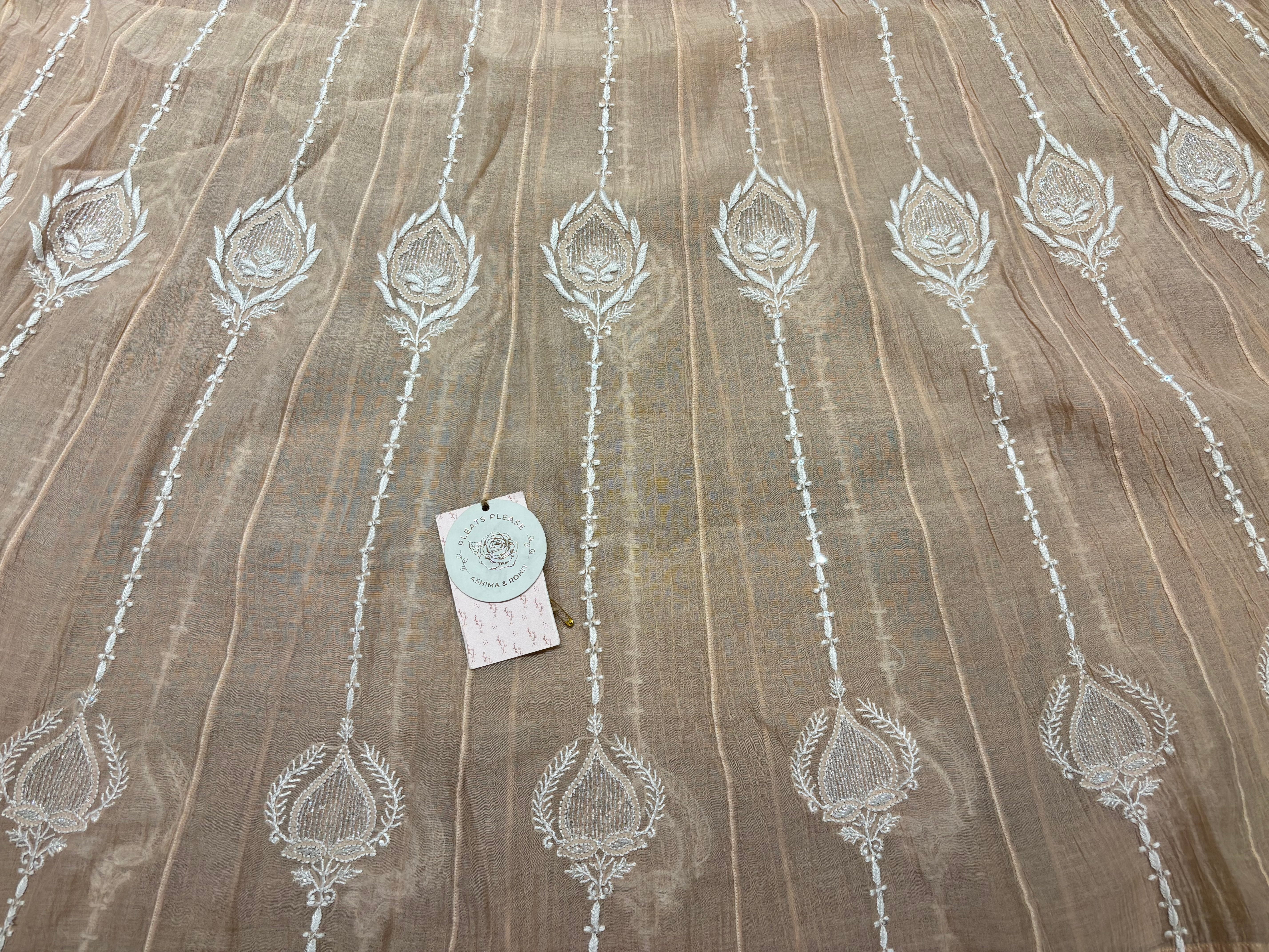 Peach Chanderi Mul Chikankari Anarkali & Dupatta Set