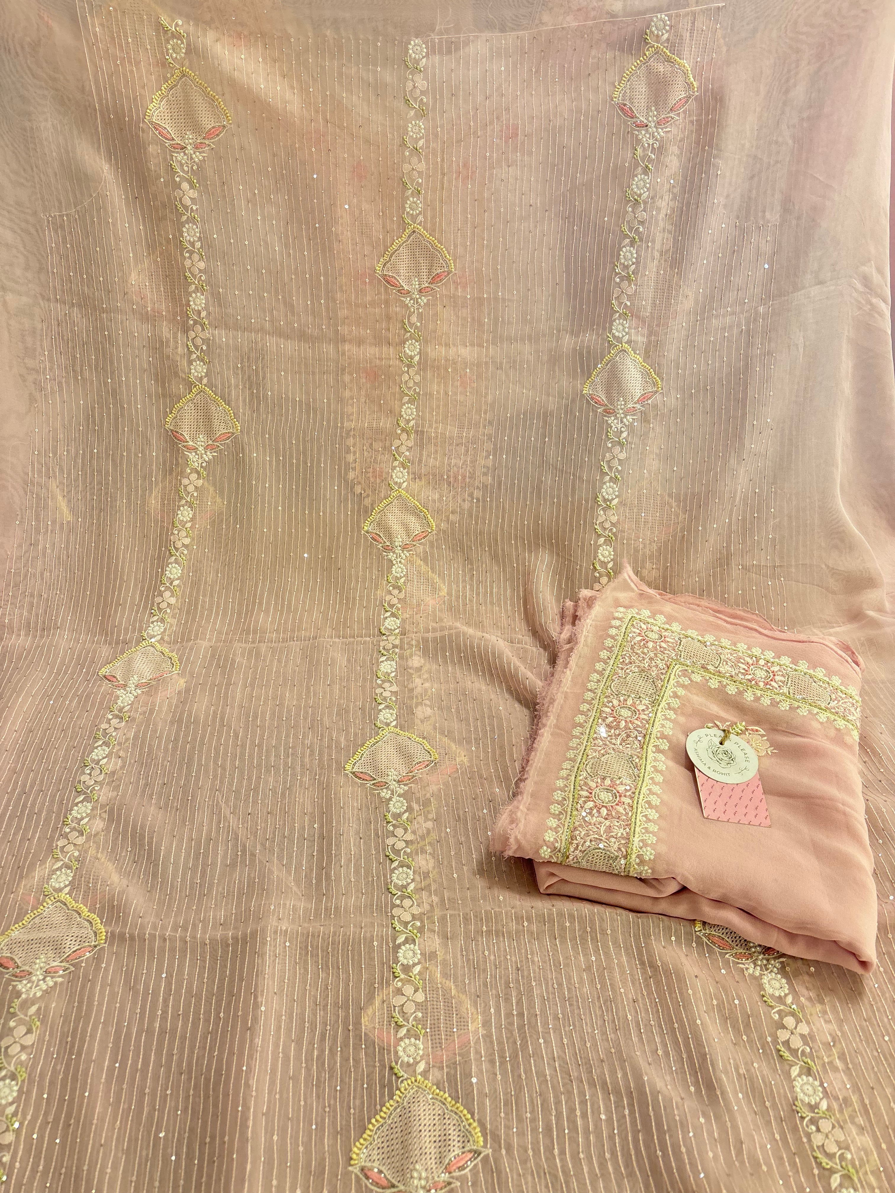 Baby Pink Pure & Premium  Georgette Chikankari Kurta & Dupatta