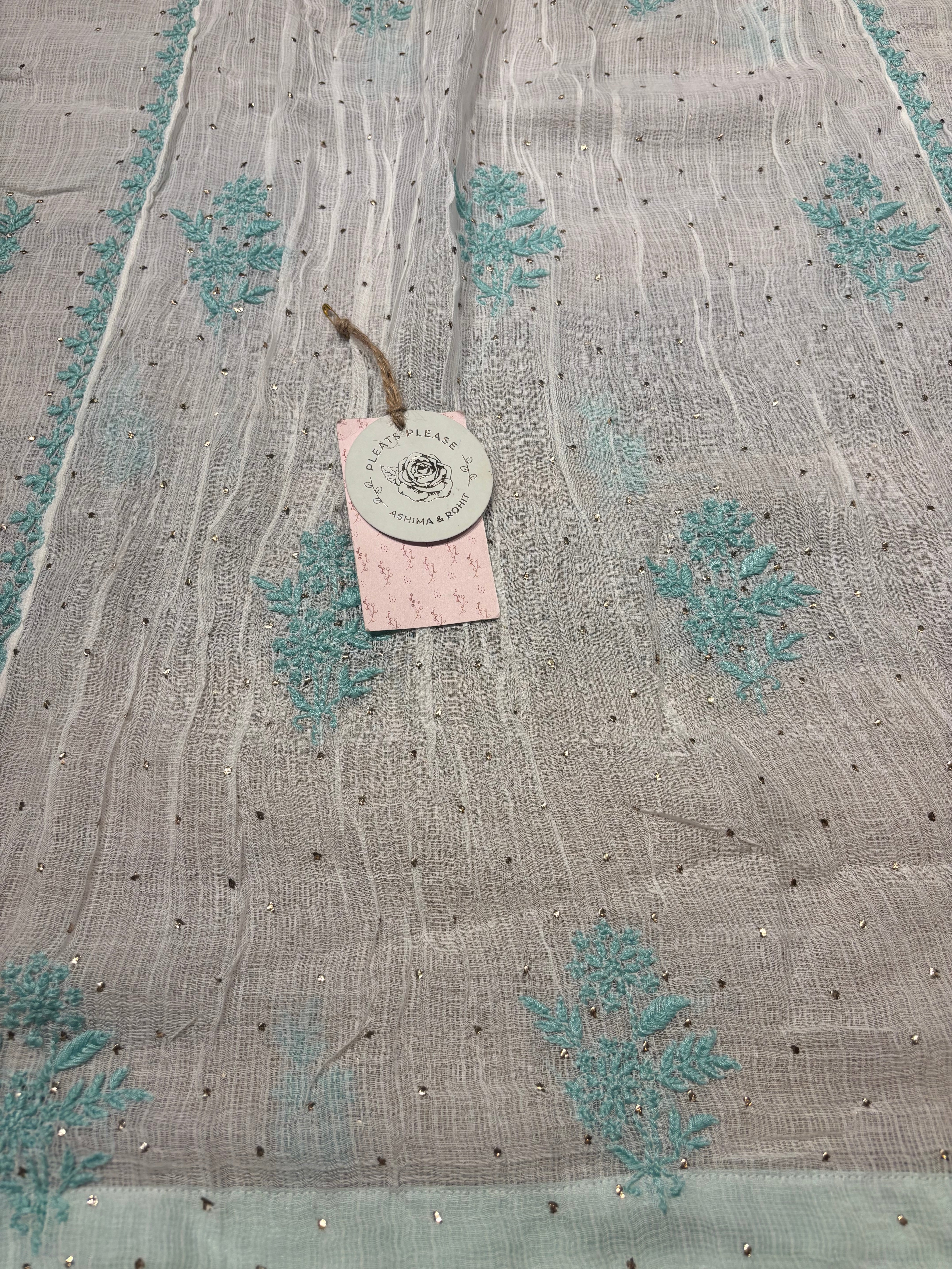 Dyeable Kota Doria Chikankari Kurta And Dupatta Set