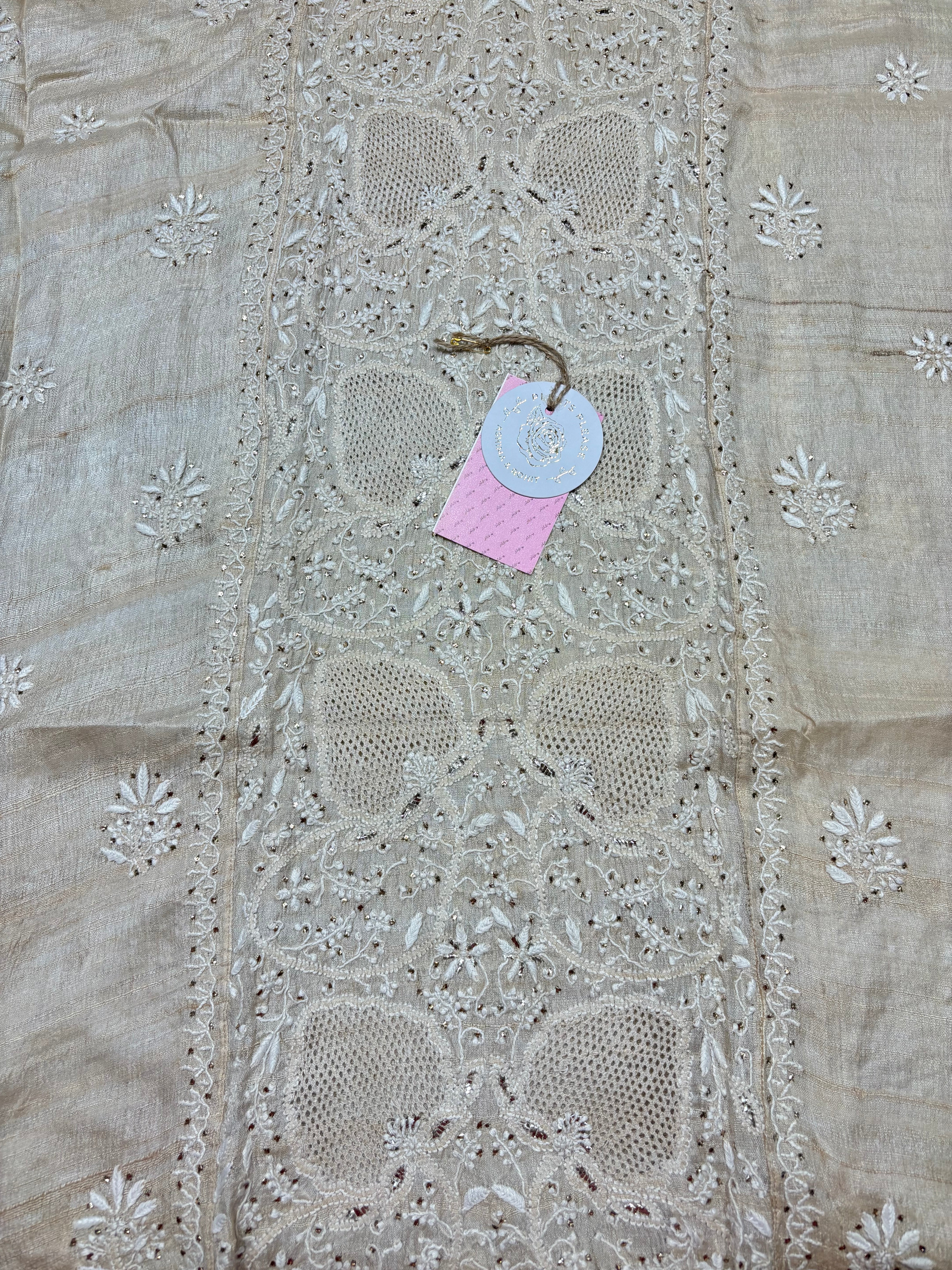 Dyeable Pure & Premium Tassar Silk Chikankari Kurta & Dupatta Set