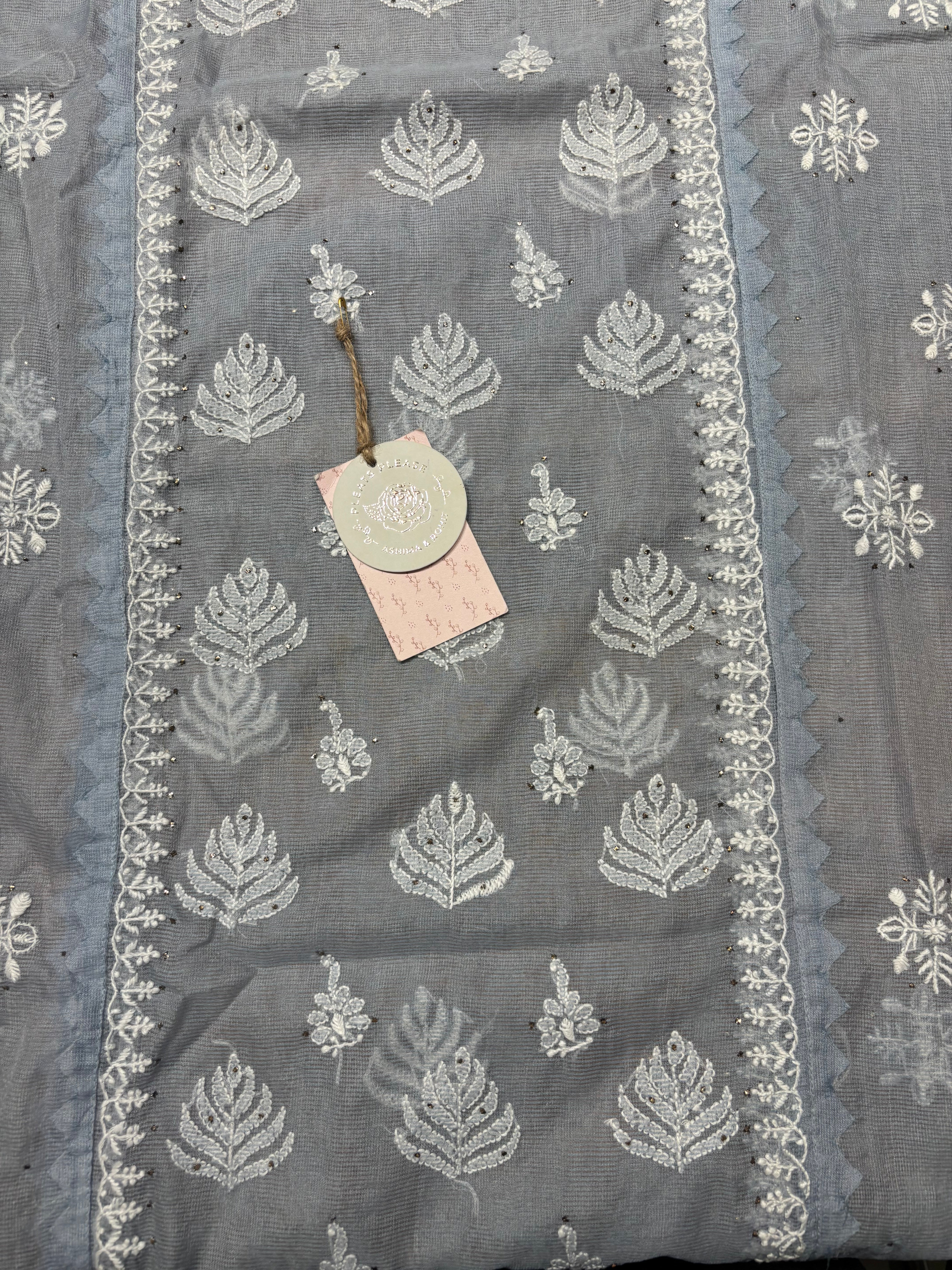 Blue Kota Doria Chikankari Kurta