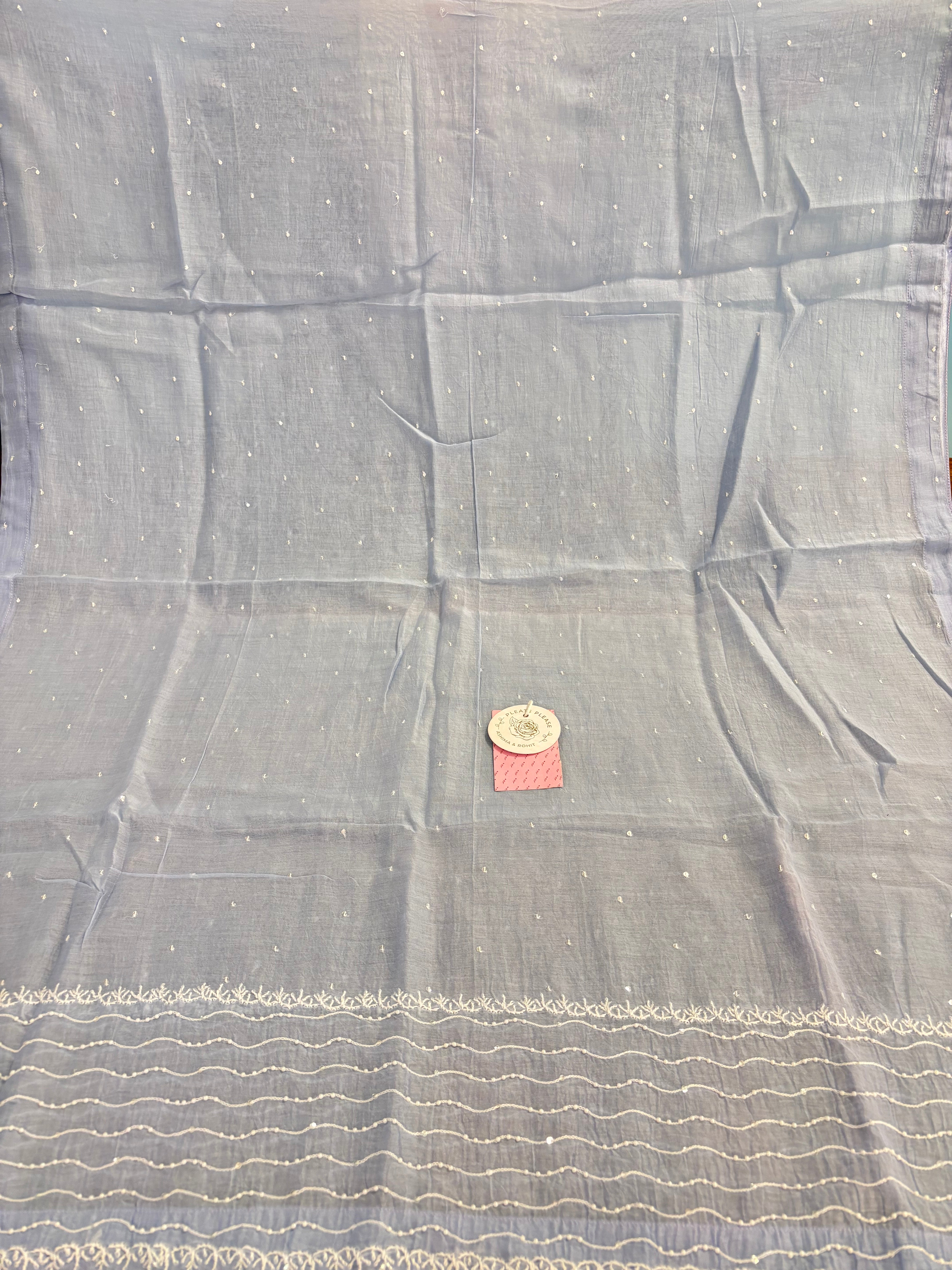 Powder Blue Chanderi Chikankari Kurta & Dupatta