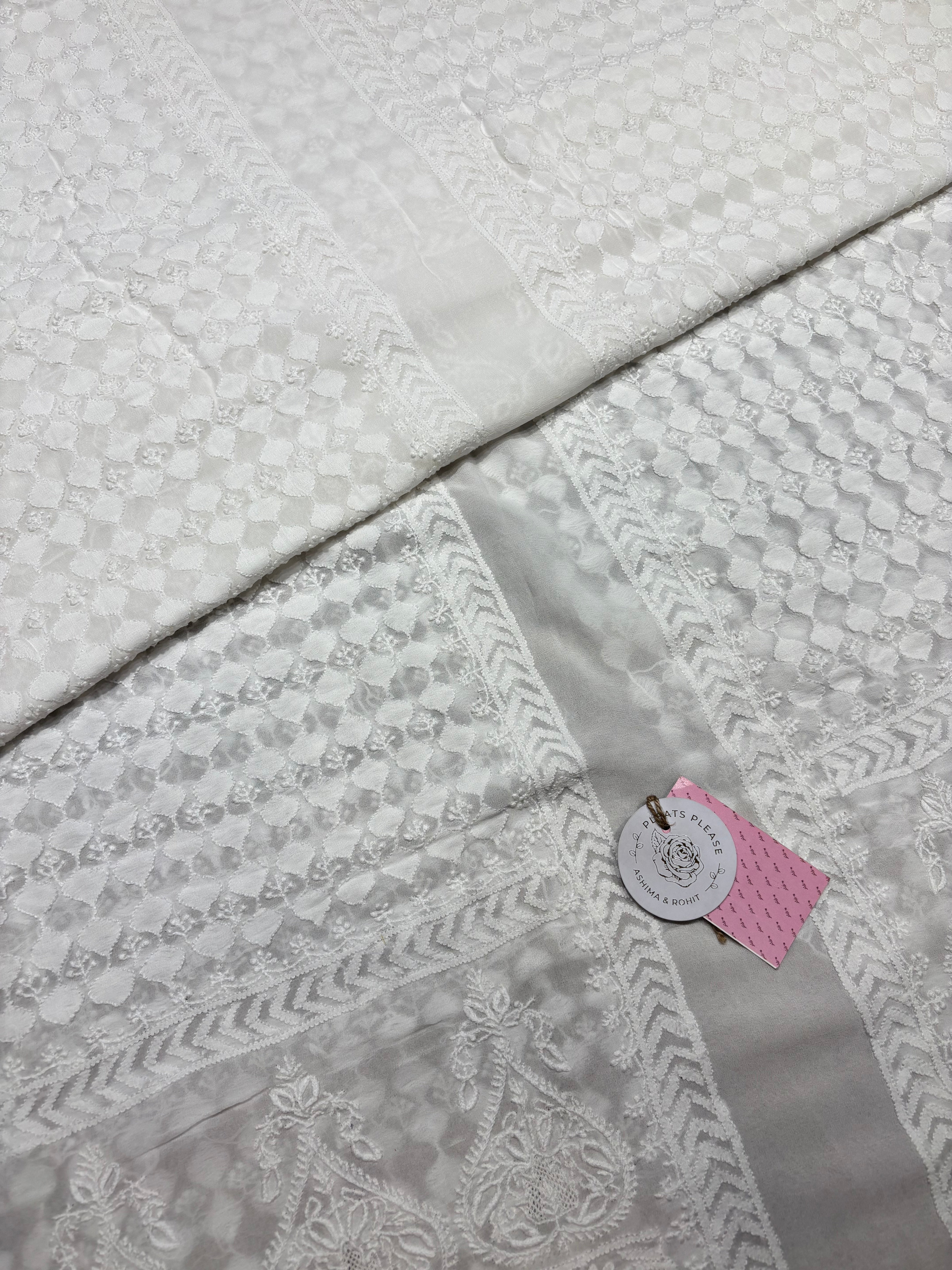 Dyeable Pure & Premium Georgette Chikankari Men’s Sherwani Fabric