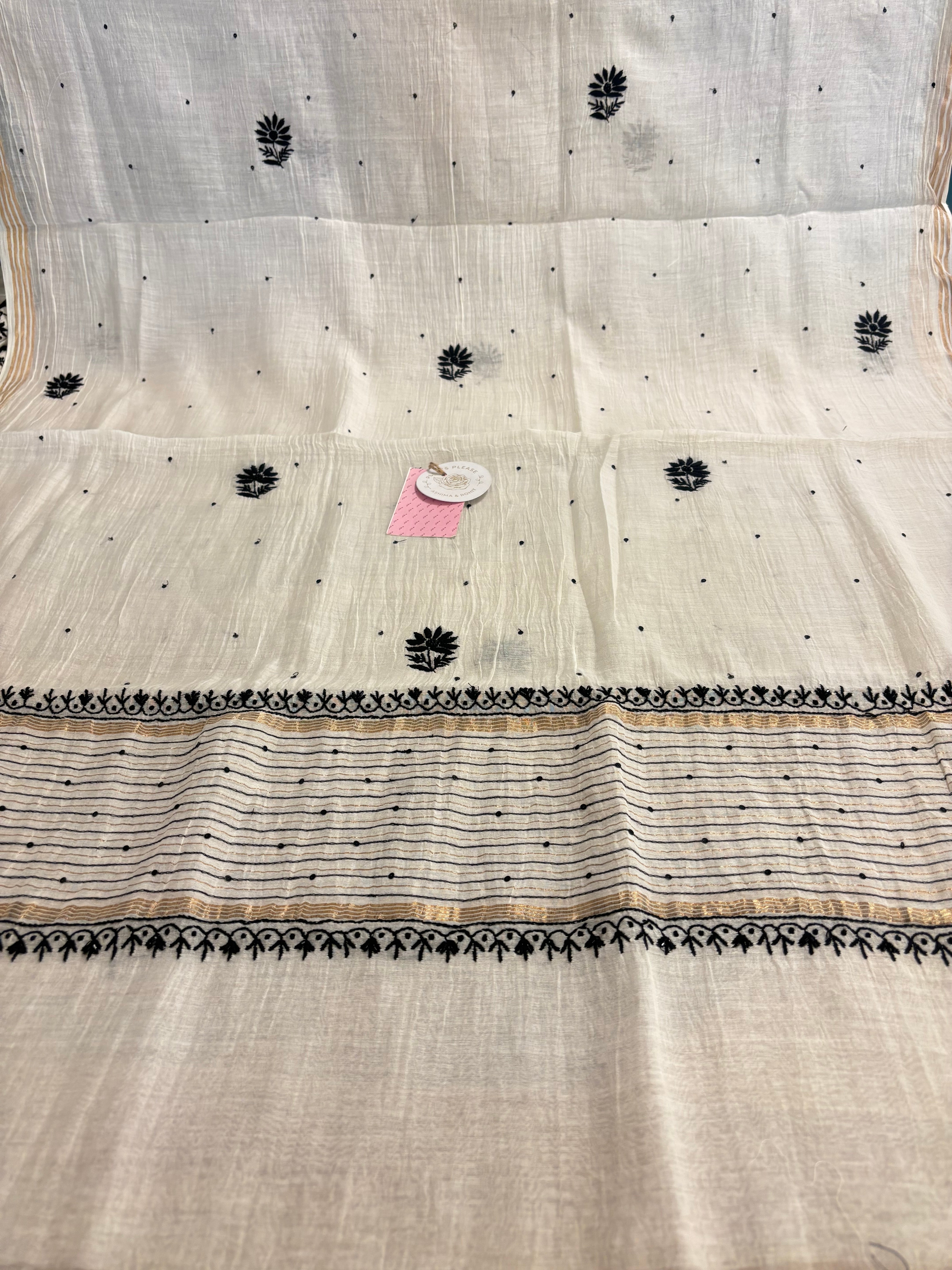 Dyeable Black & White  Chikankari Kurta &Dupatta