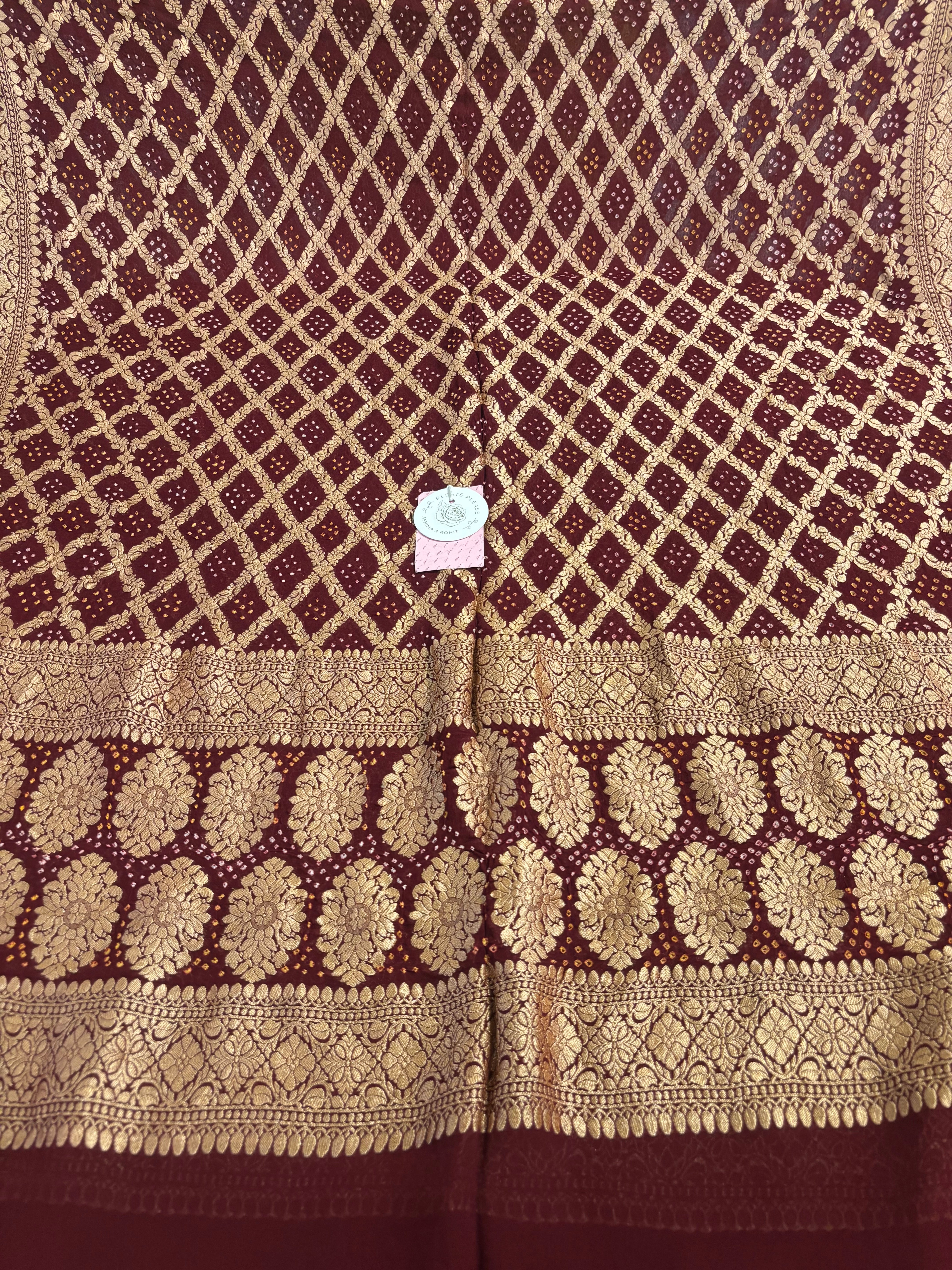 Maroon Pure Khaddi Georgette Neemzari Dupatta
