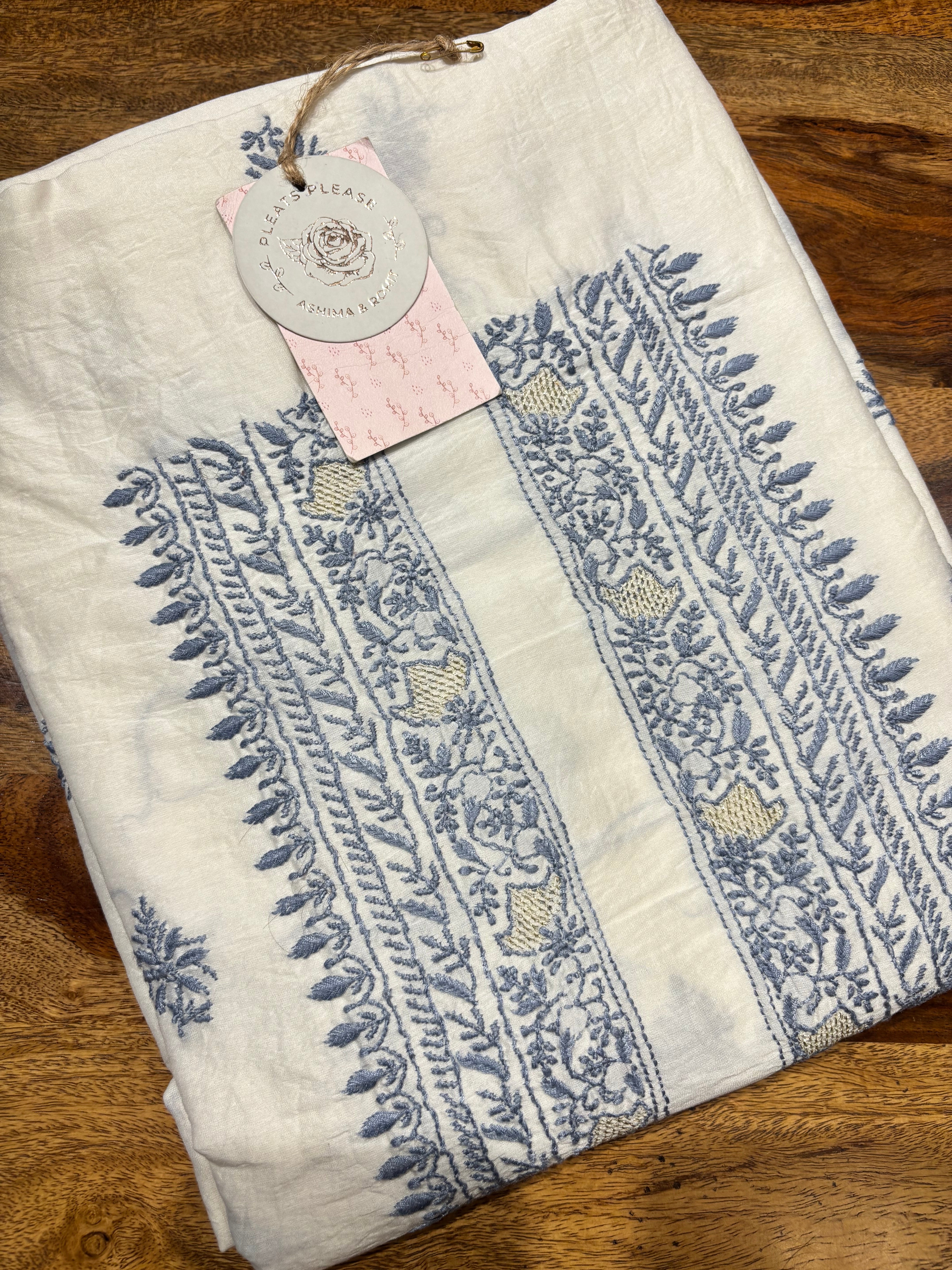 Dyeable Chanderi Silk Chikankari Men’s Kurta Fabric
