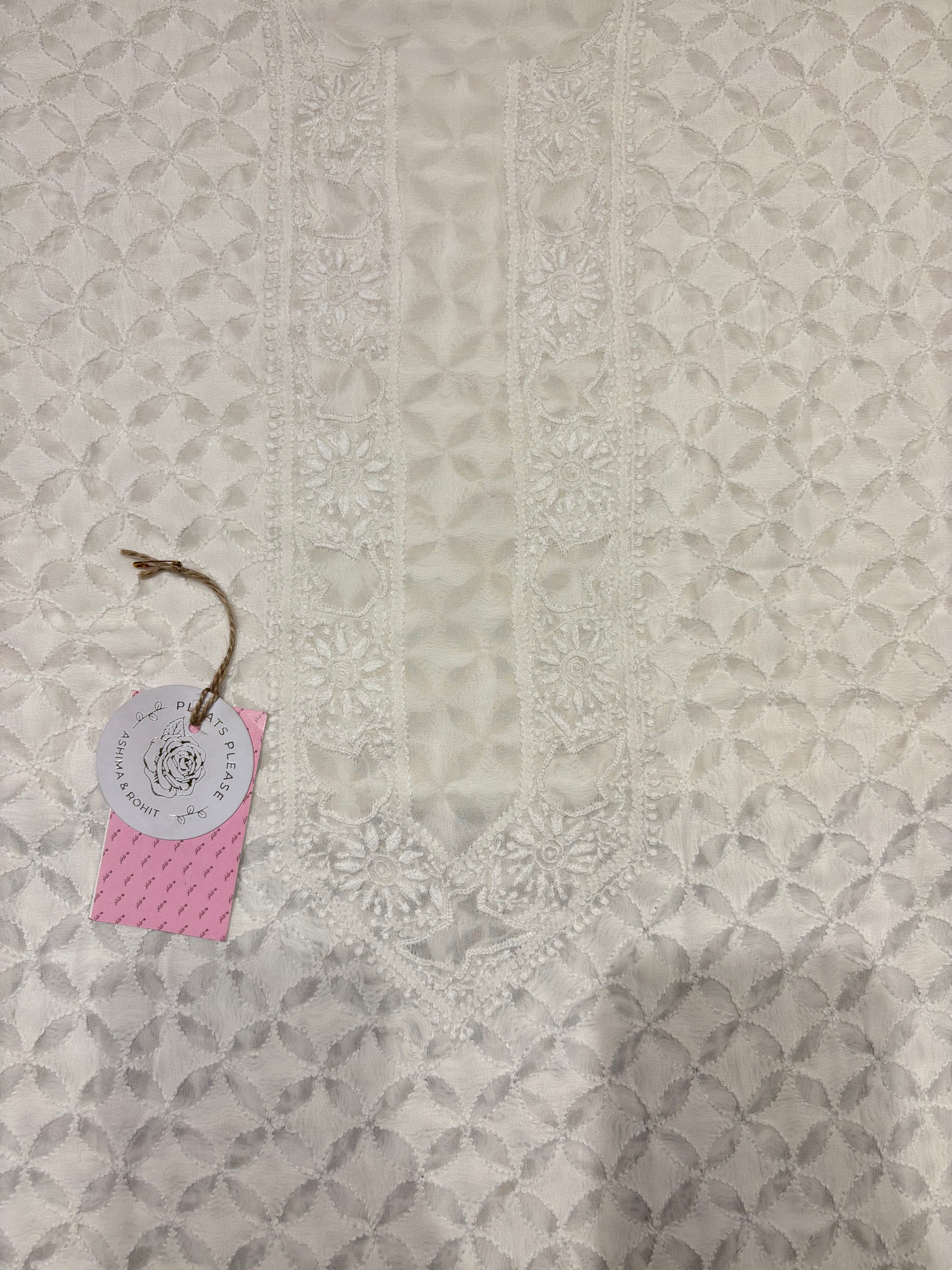 Dyeable Pure and Premium Georgette Chikankari Men’s Kurta Fabric