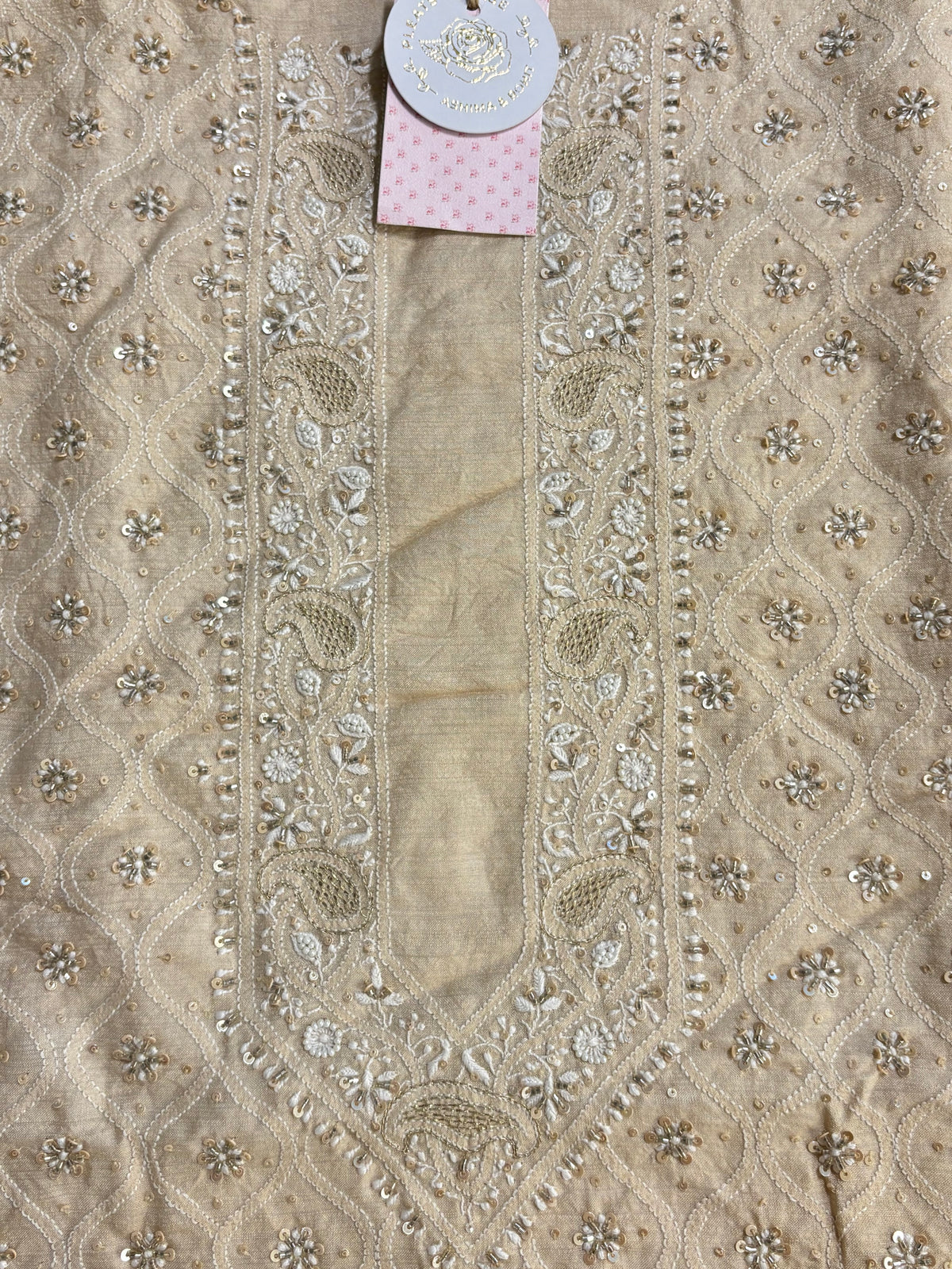 Dyeable Monga Silk Embellished Chikankari Men’s Kurta