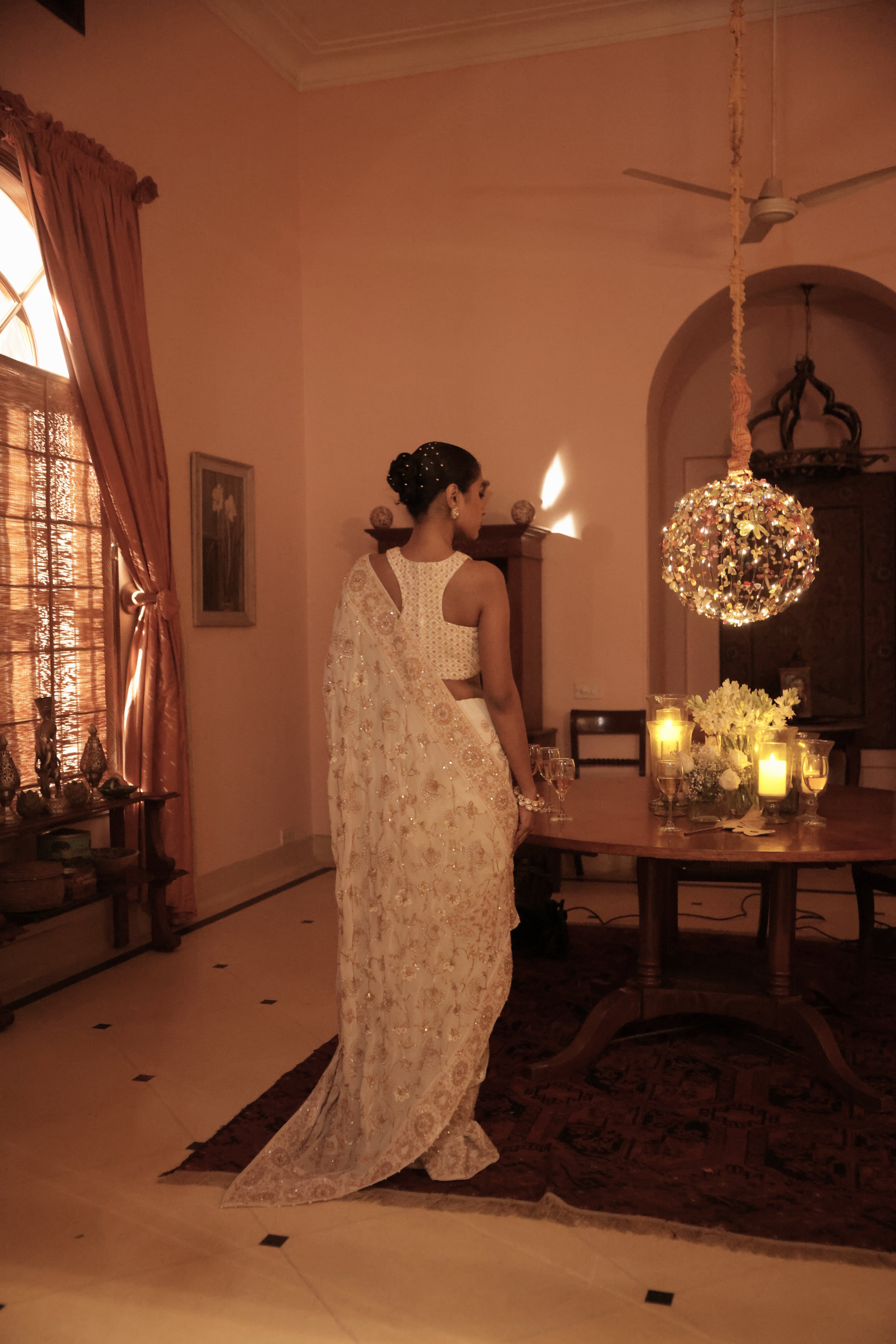Ivory Pure & Premium Georgette Chikankari Saree