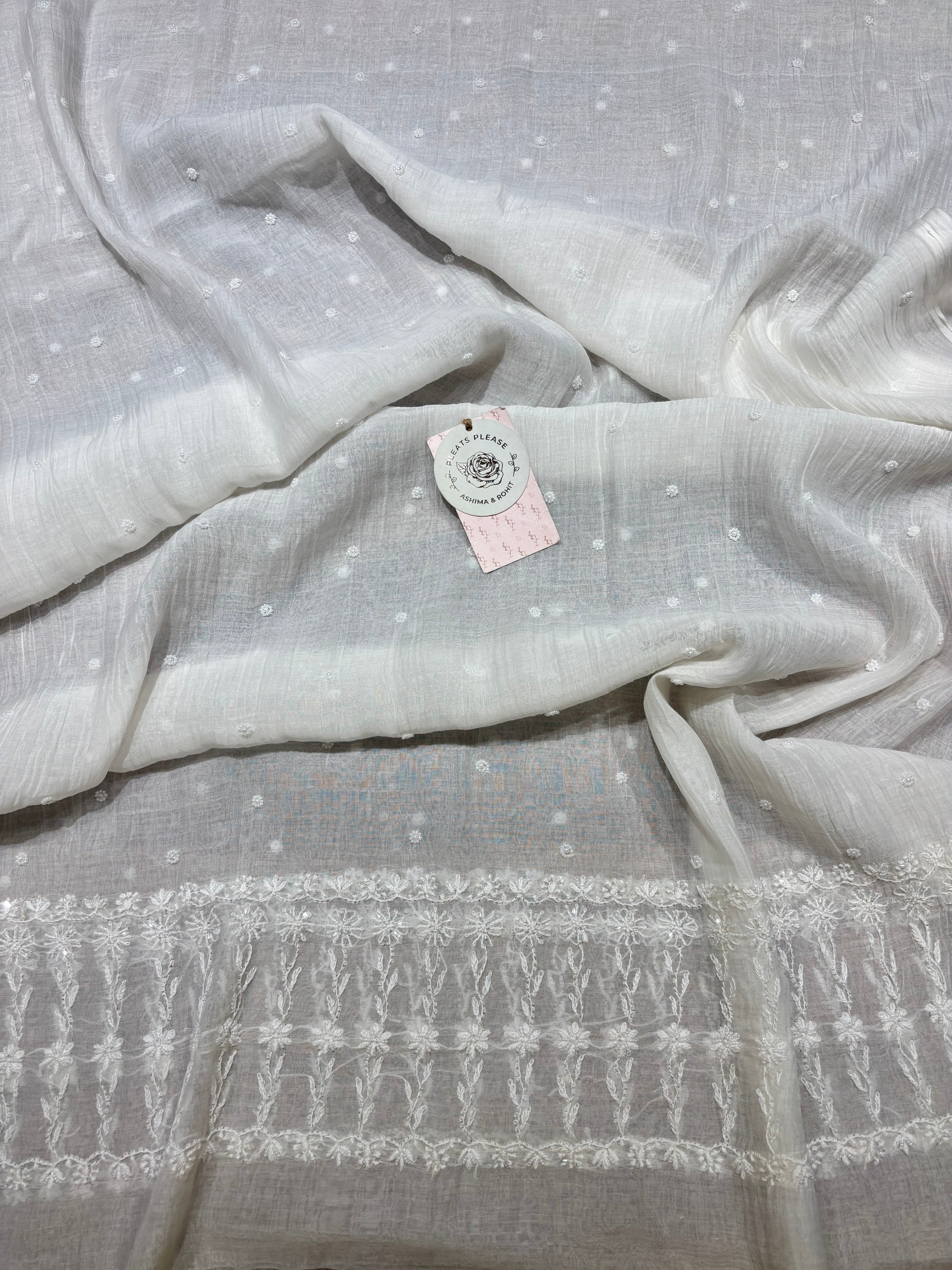 Dyeable Chanderi Mul Chikankari Anarkali & Dupatta Set