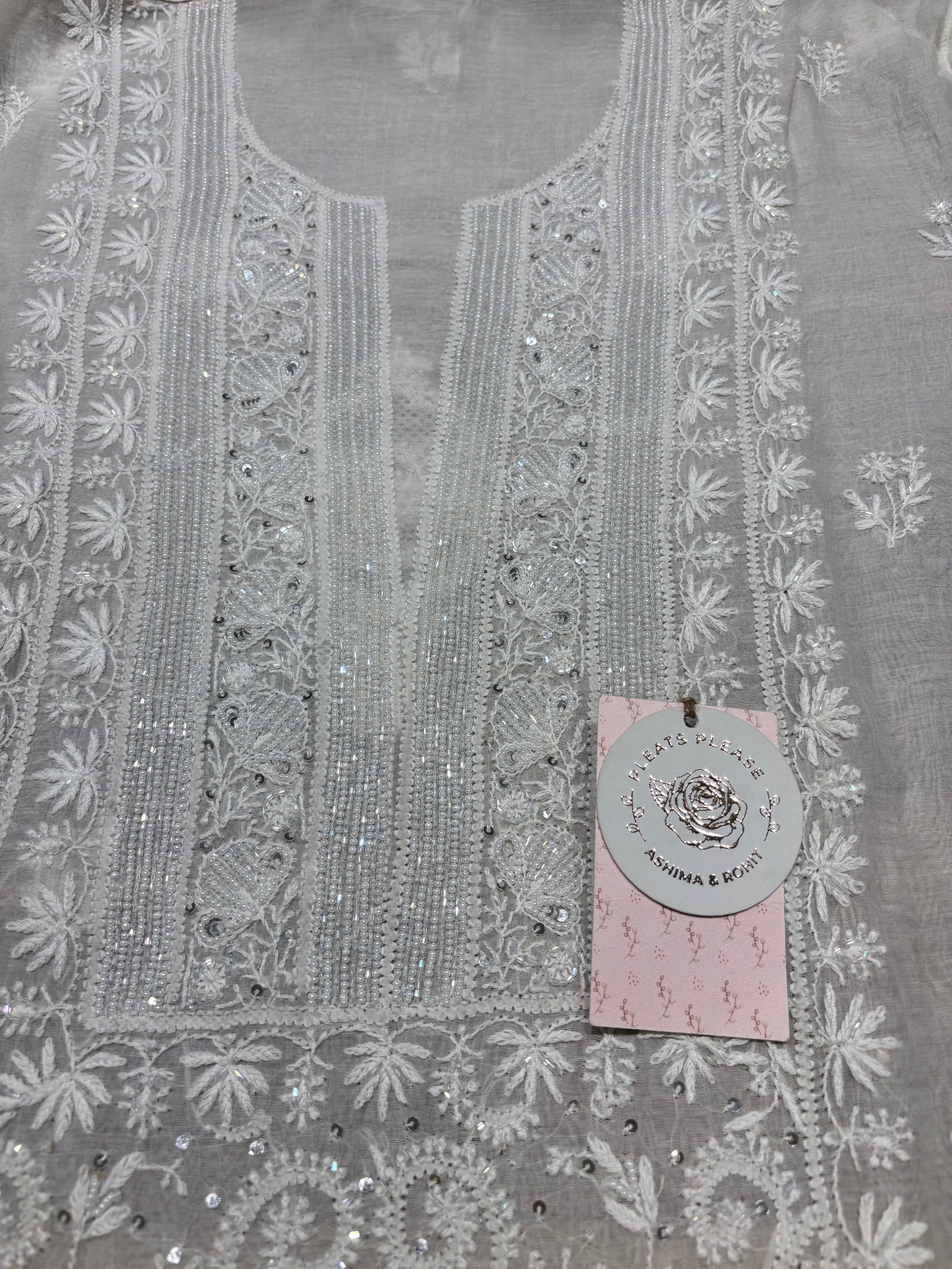 Dyeable Chanderi Mul Chikankari Kurta & Dupatta Set