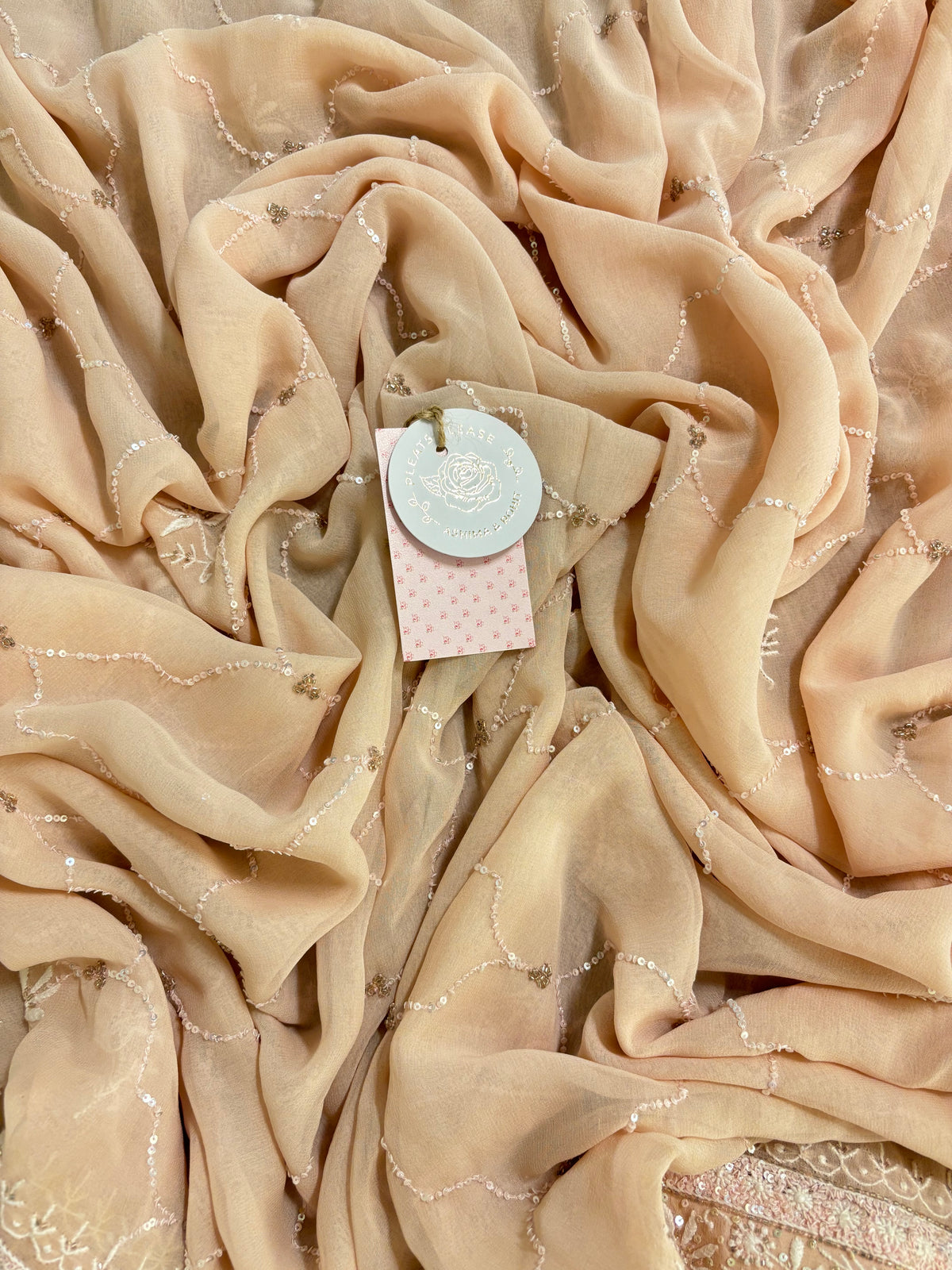 Pastel Peach Pure & Premium Georgette Chikankari Kurta & Dupatta