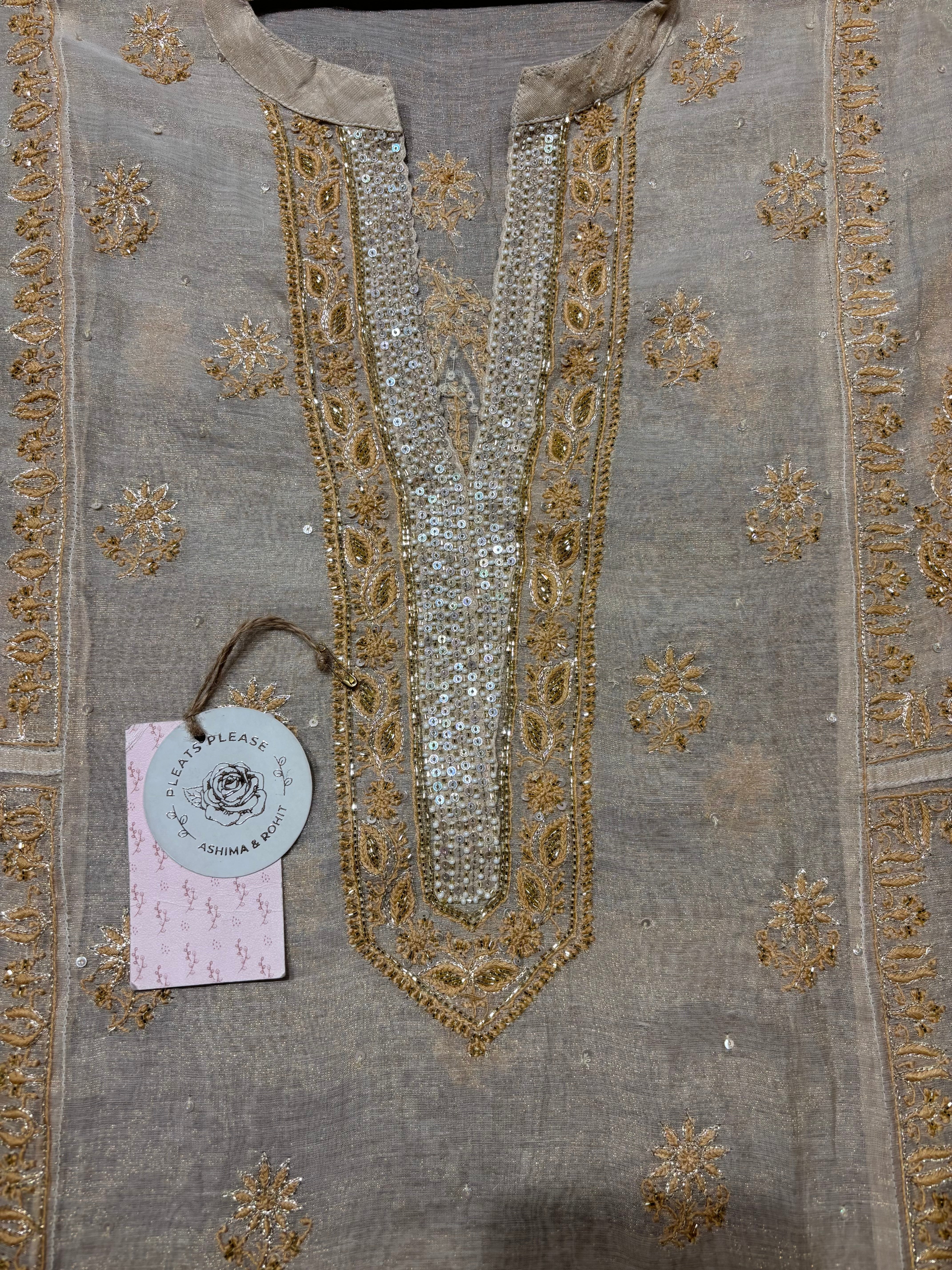 Dyeable Pure & Premium Tissue Chikankari A-Line Anarkali & Dupatta Set