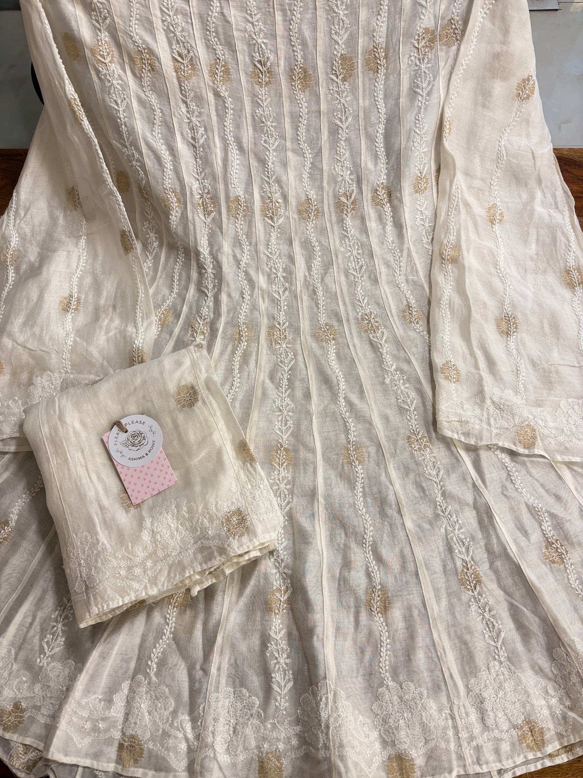 Dyeable Chanderi Silk Chikankari Flared Co-Ord Set