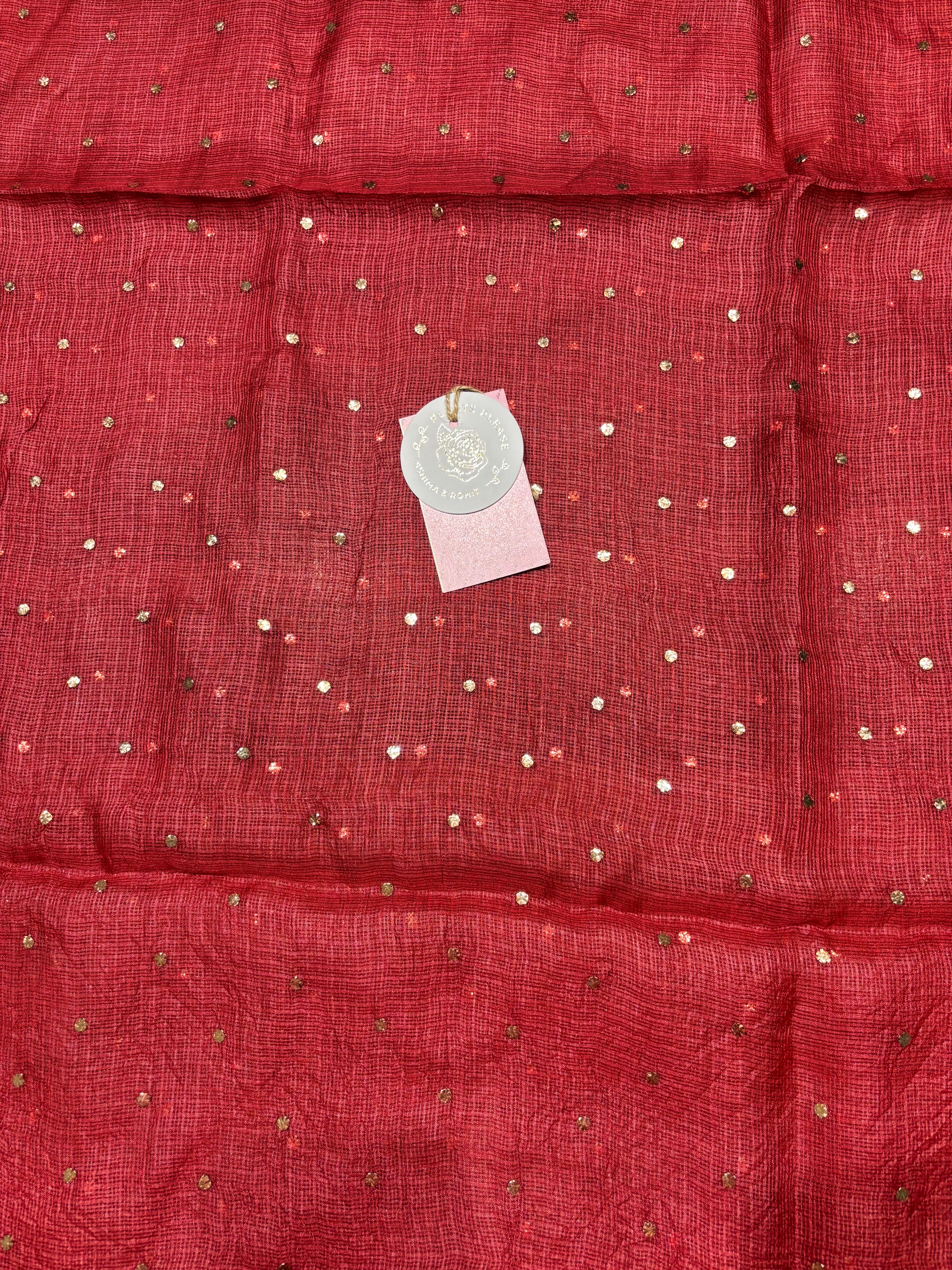 Maroon Kota Silk Mukaish Kurta & Dupatta Fabric