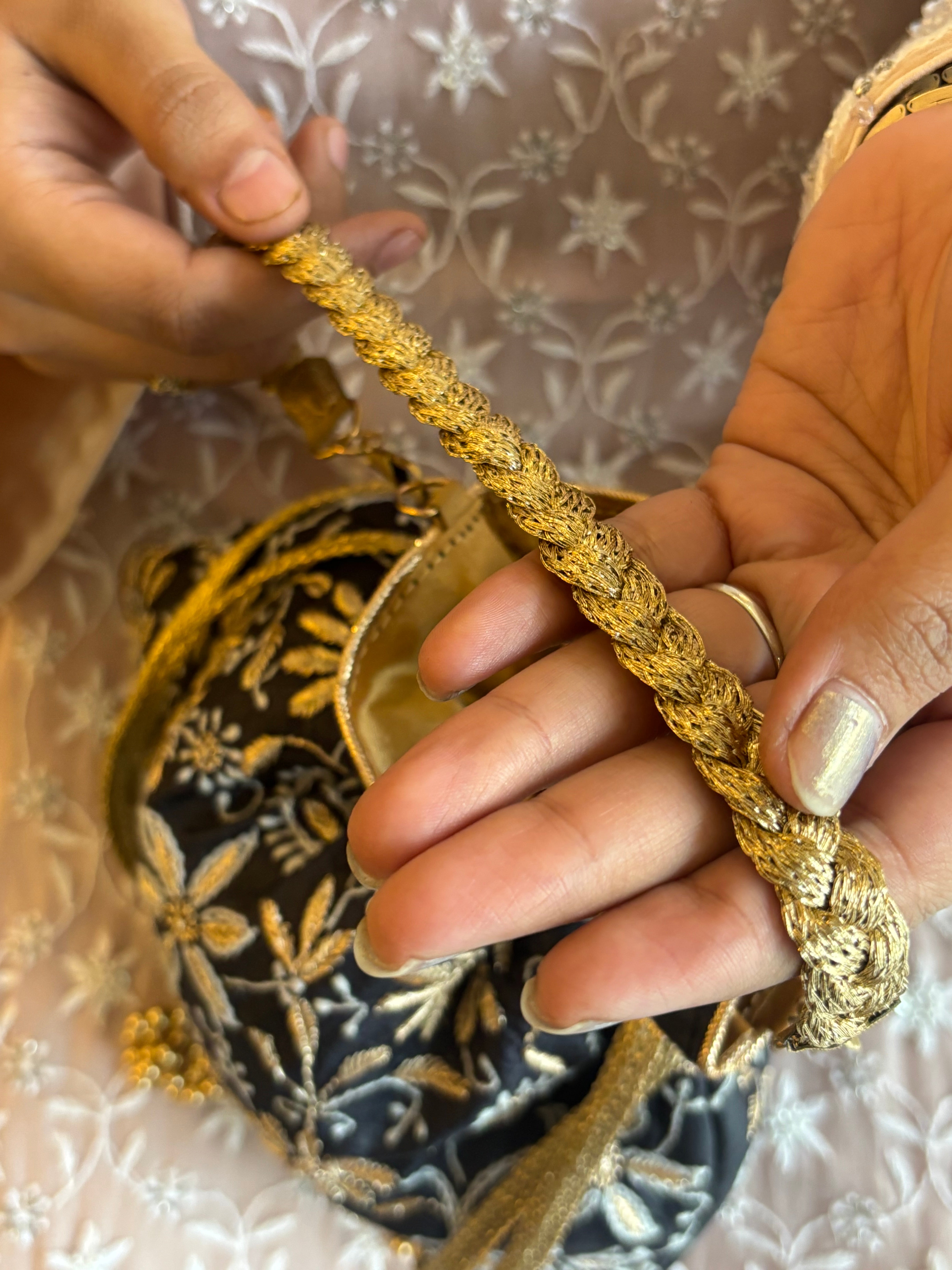 Black Chikankari Potli