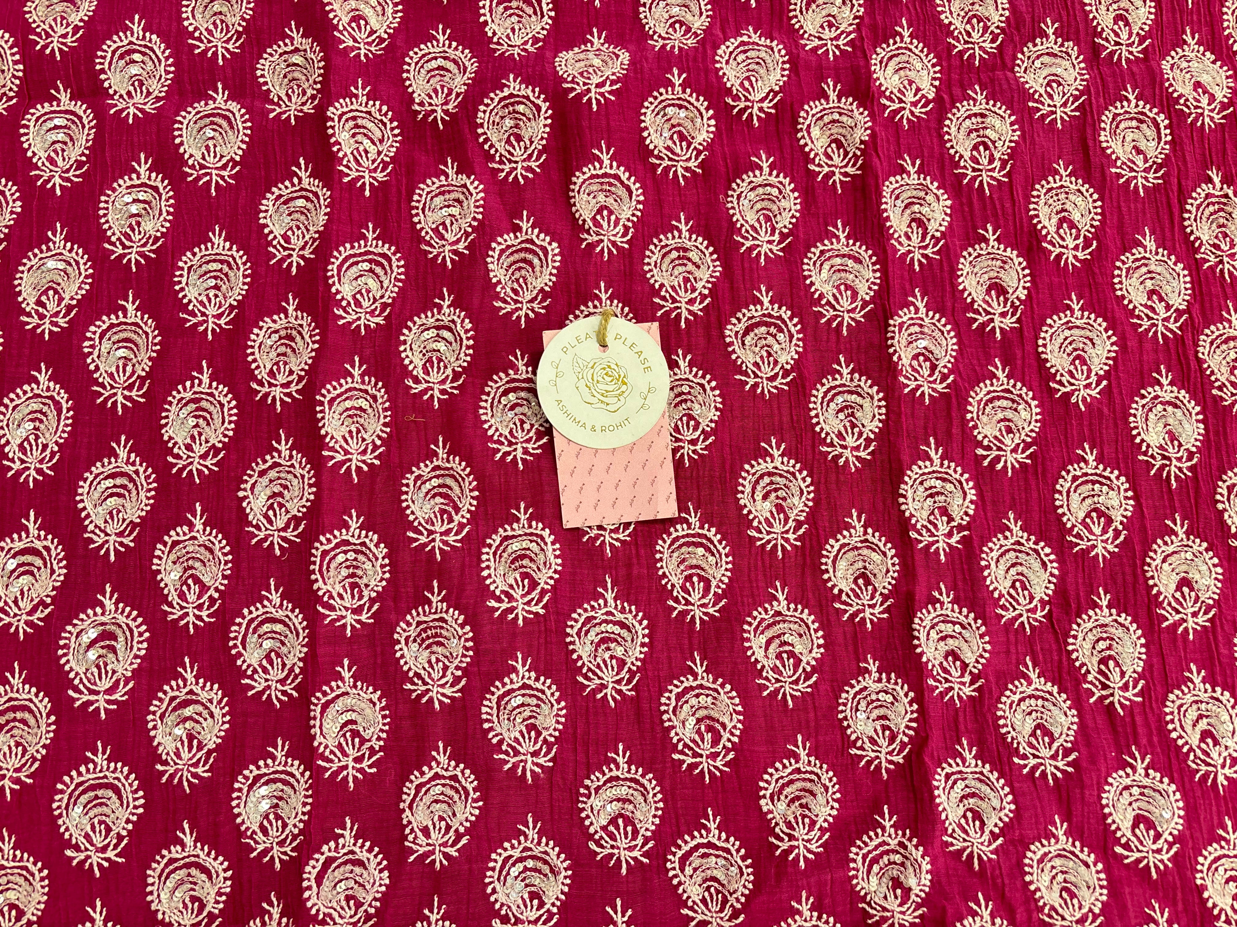 Magenta Chanderi Mul Chikankari Kurta & Dupatta