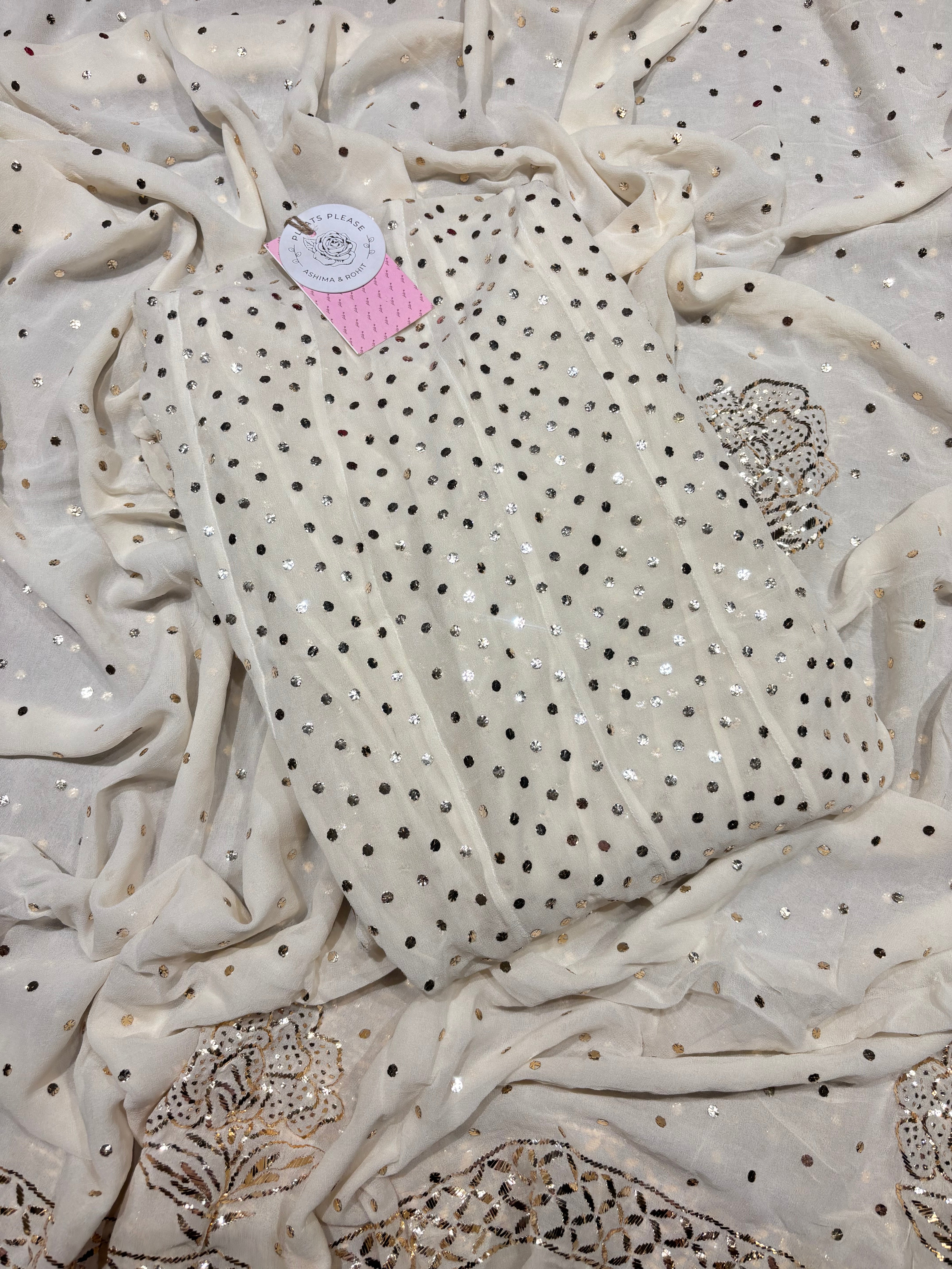 Dyeable Pure & Premium Georgette Mukaish Anarkali & Dupatta Set