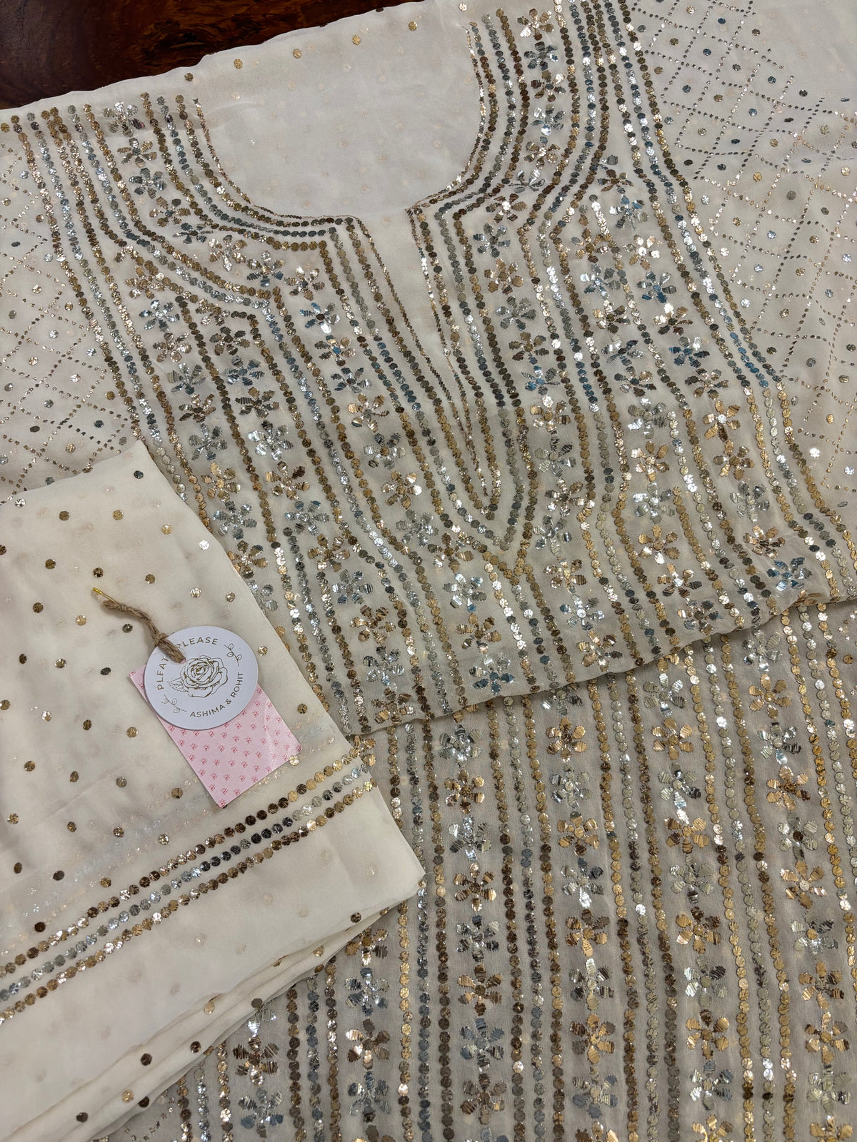 Dyeable Pure & Premium Georgette Mukaish Kurta & Dupatta