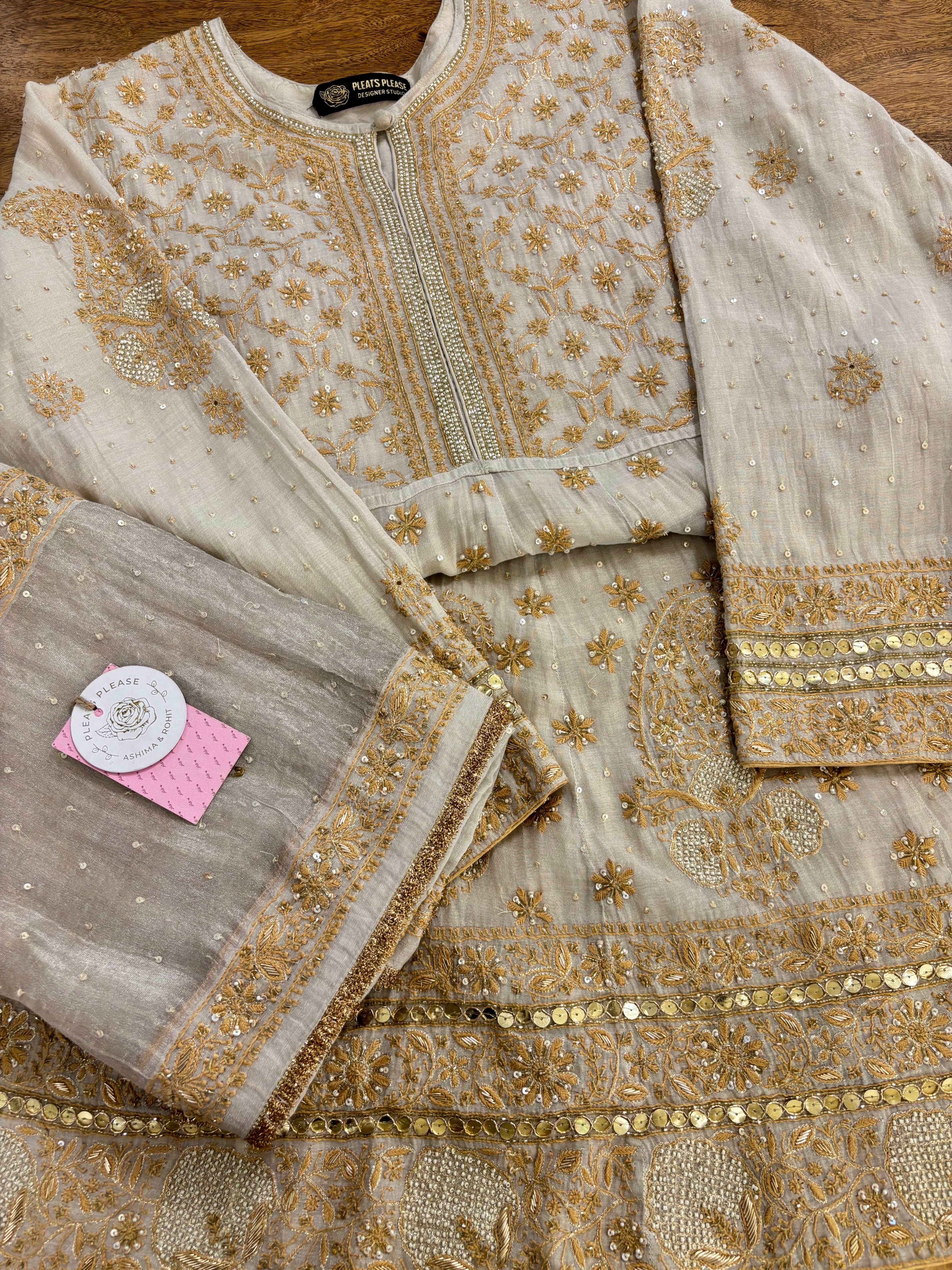 Dyeable Pure & Premium Tissue Chikankari Anarkali & Dupatta