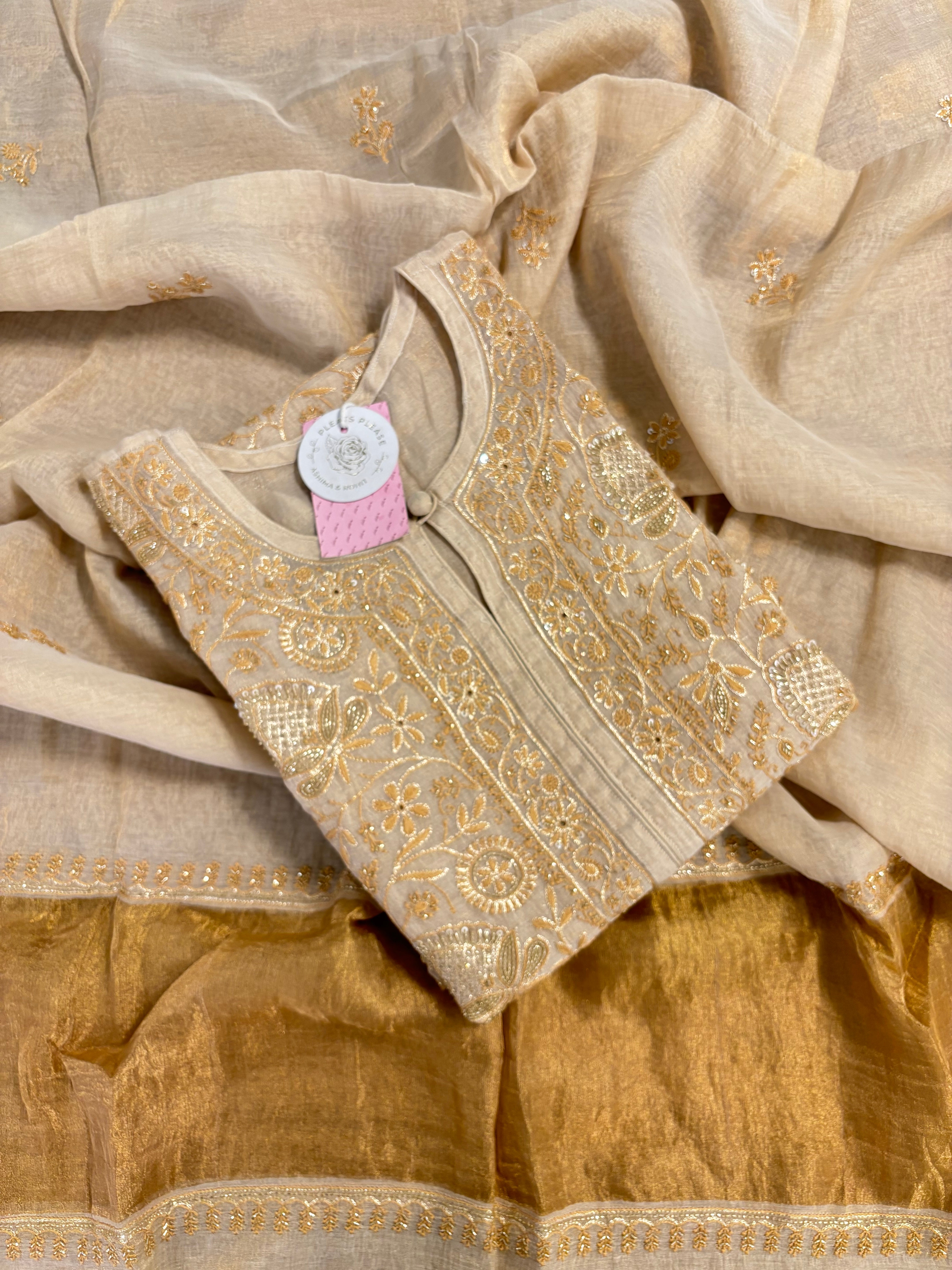 Dyeable Pure Tissue Chikankari Kurta & Dupatta
