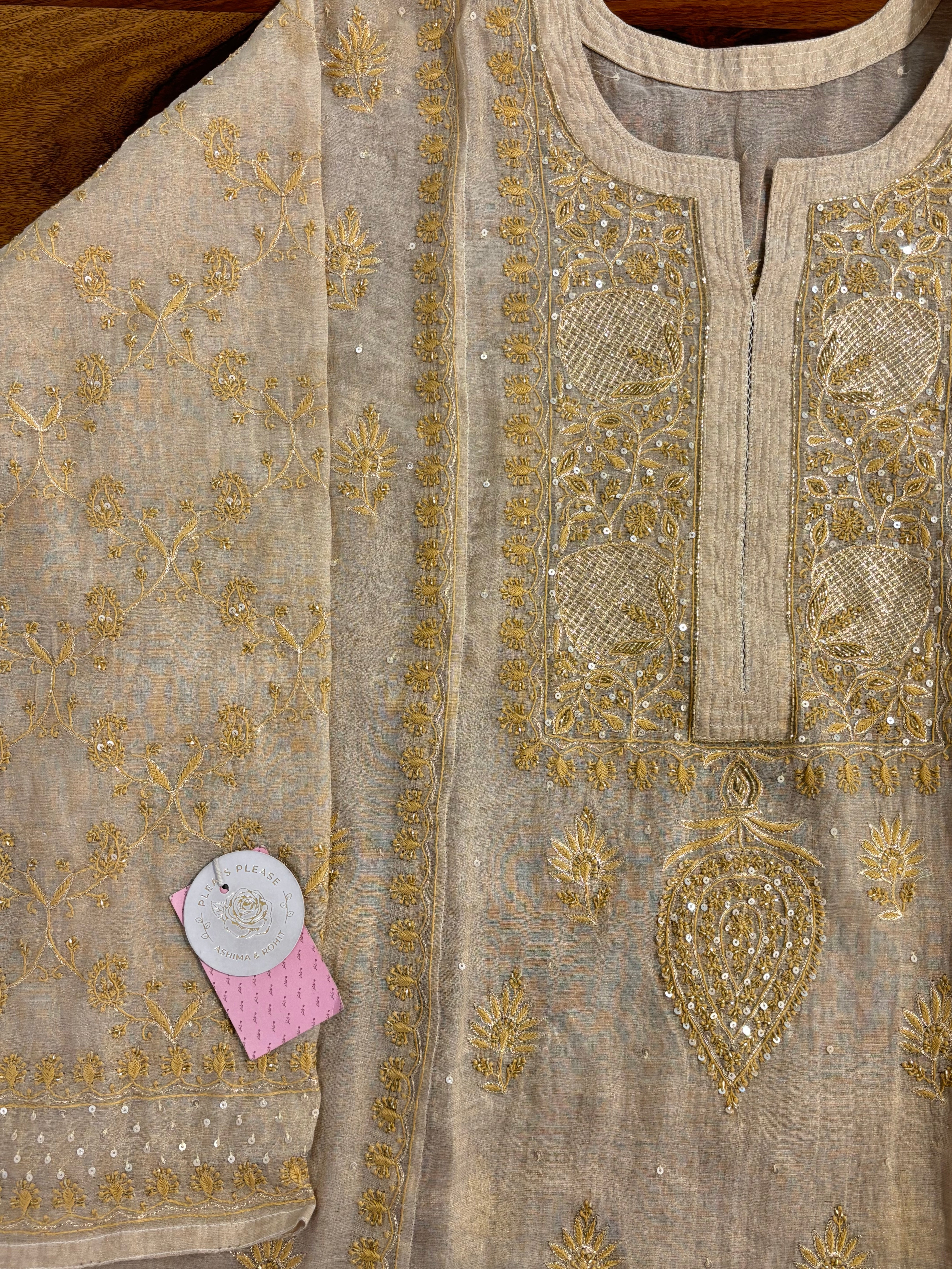 Dyeable Pure Tissue Chikankari Kurta & Dupatta