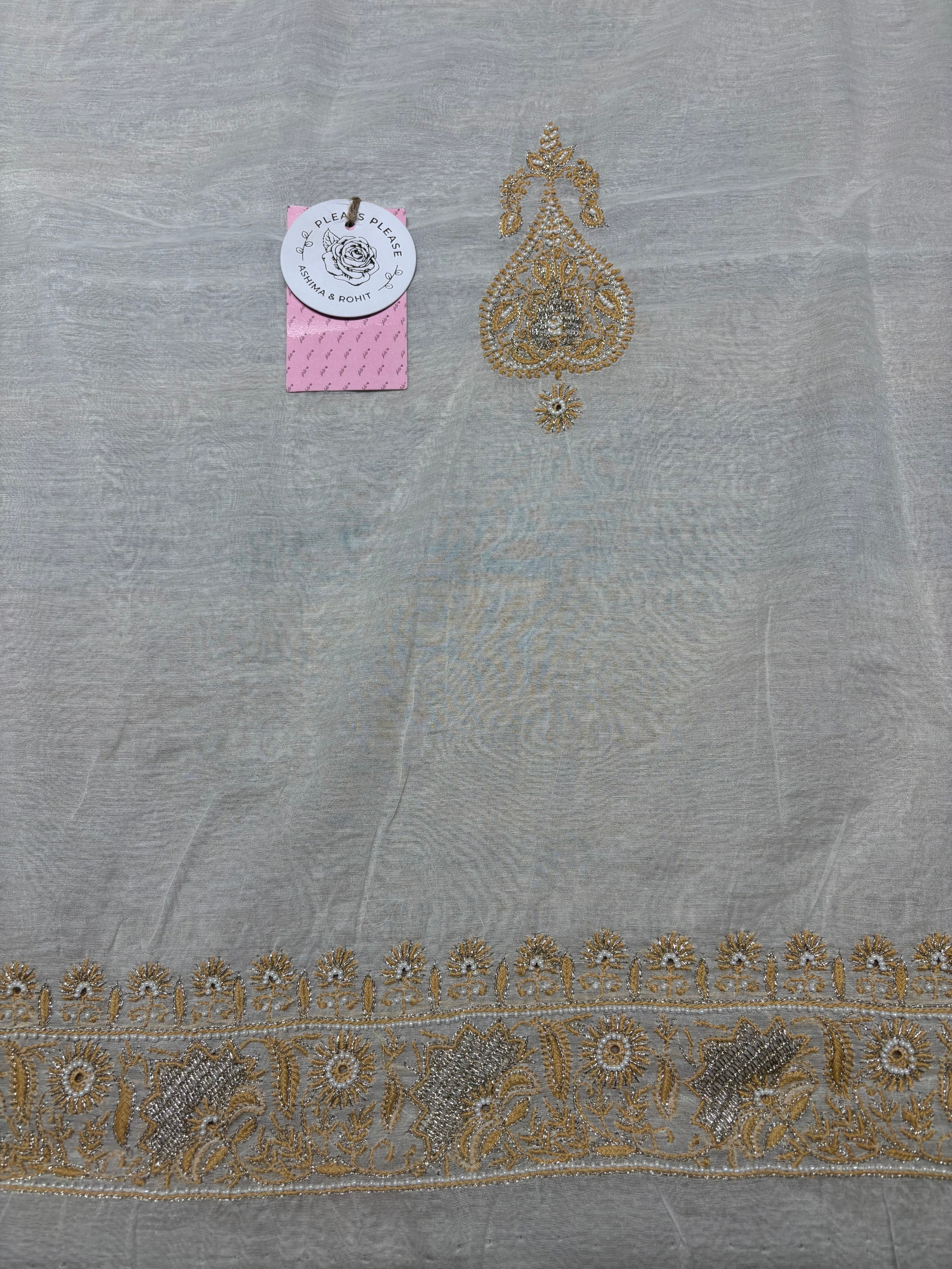 Dyeable Chanderi Silk Chikankari Men’s Kurta Fabric