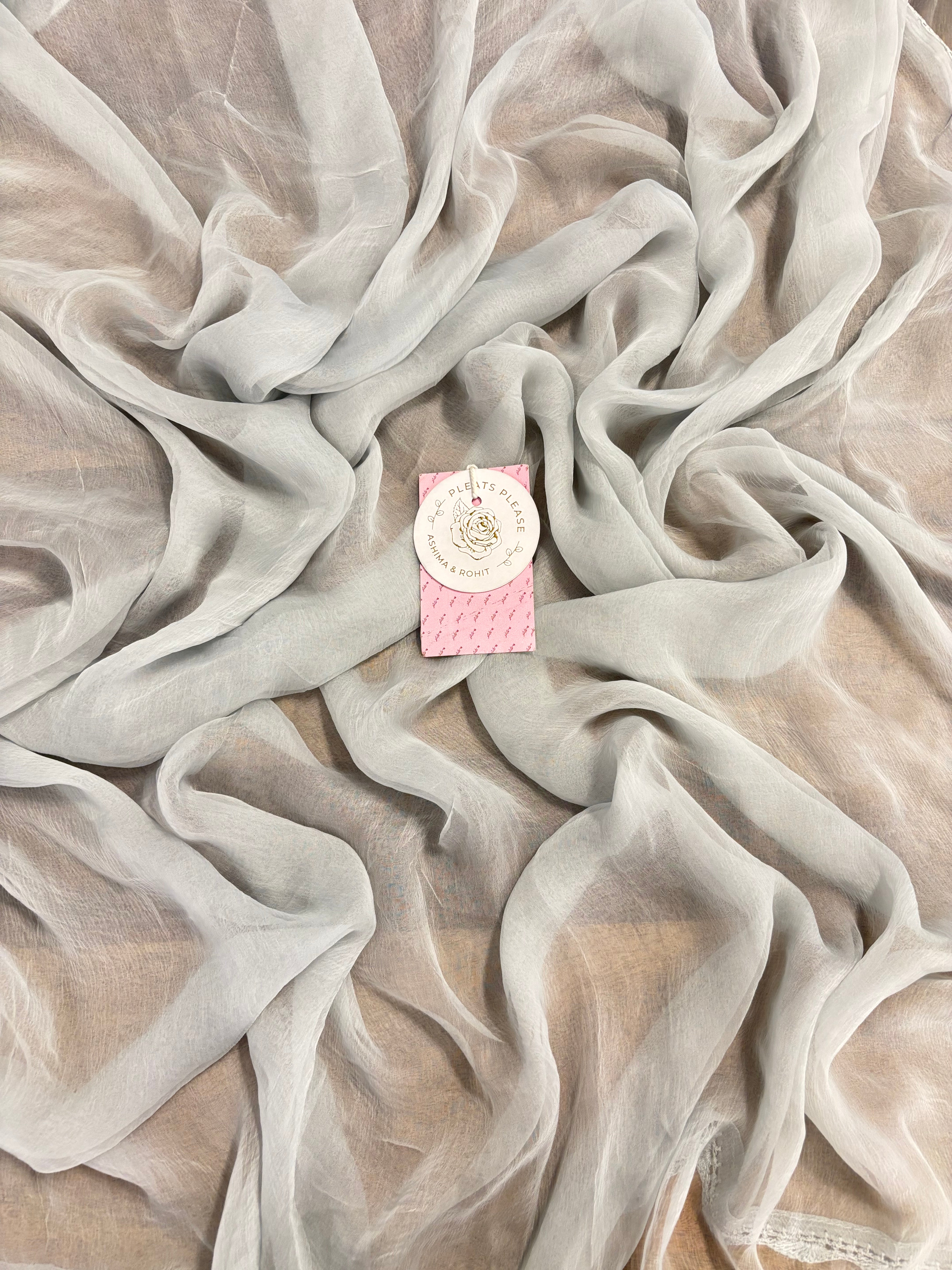 Dove-Grey Cotton Chikankari Kurta, Dupatta With Bottom