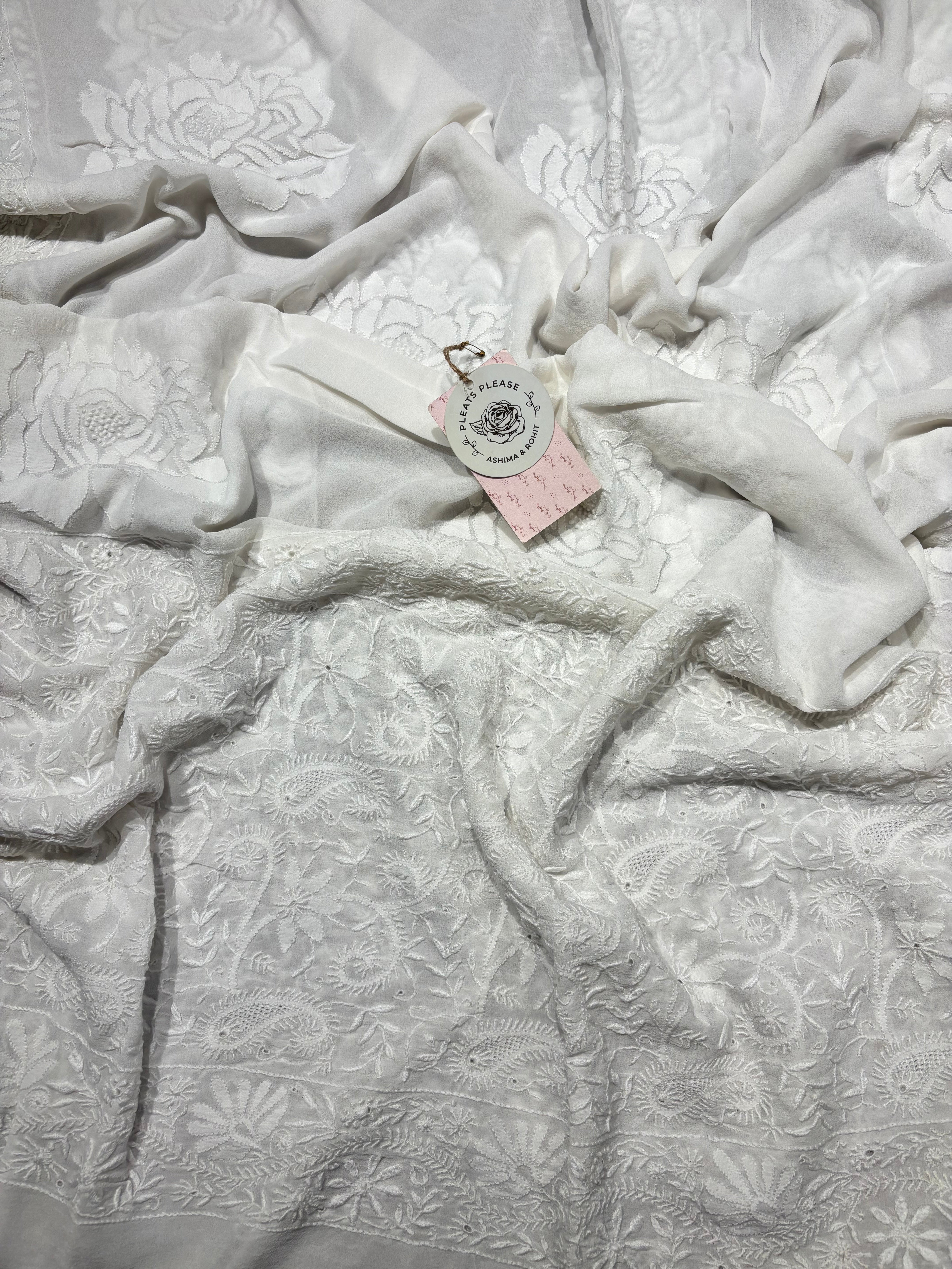 Dyeable Pure & Premium Georgette Chikankari Dupatta