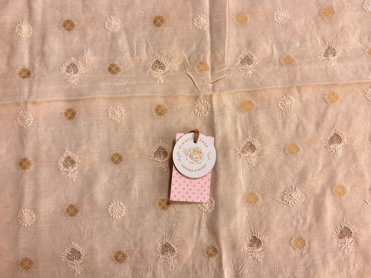 Creamy Peach Muslin Chikankari Men’s Kurta