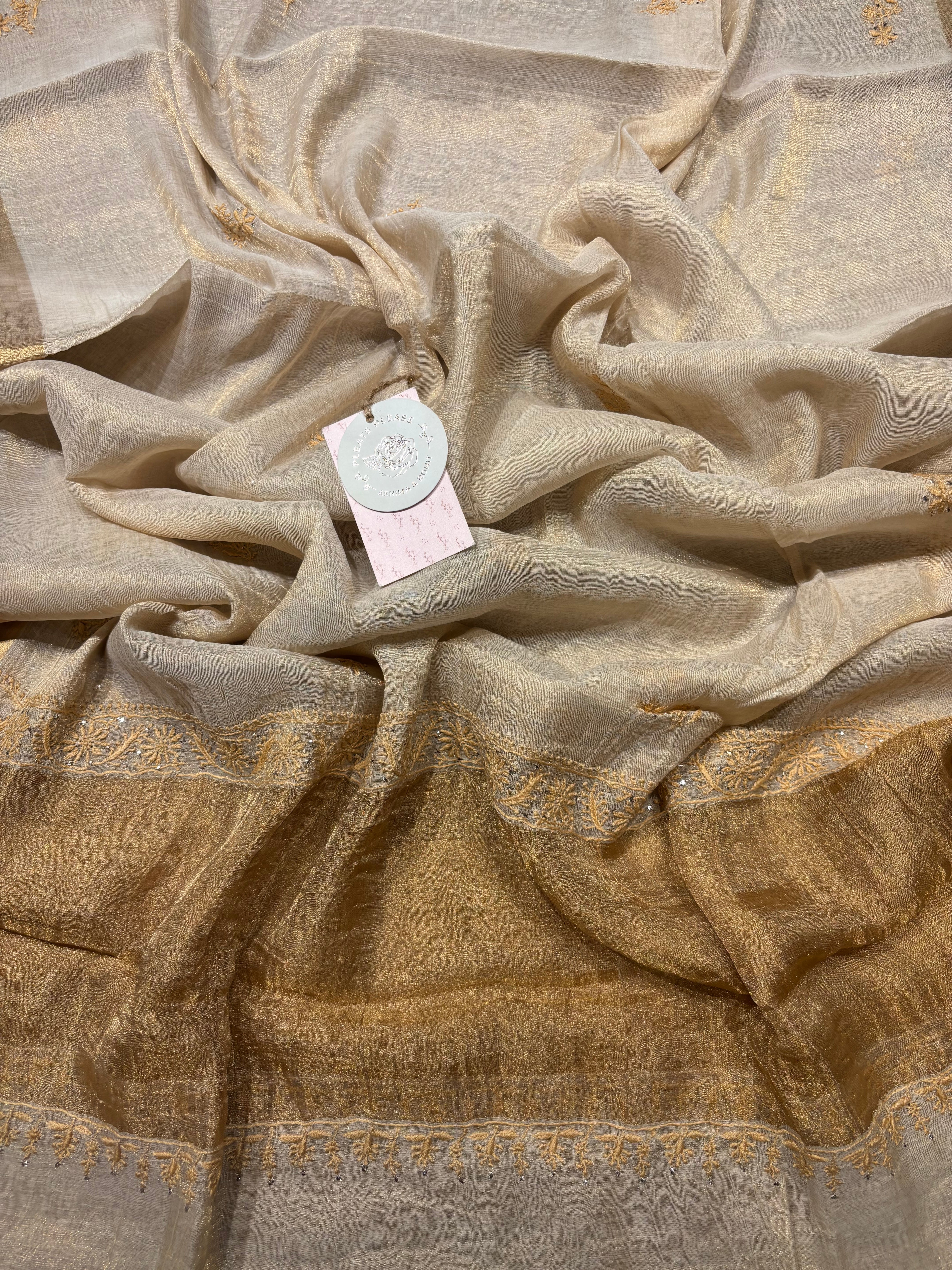 Dyeable Pure and Premium Tissue Chikankari & Mukaish kurta and Dupatta set