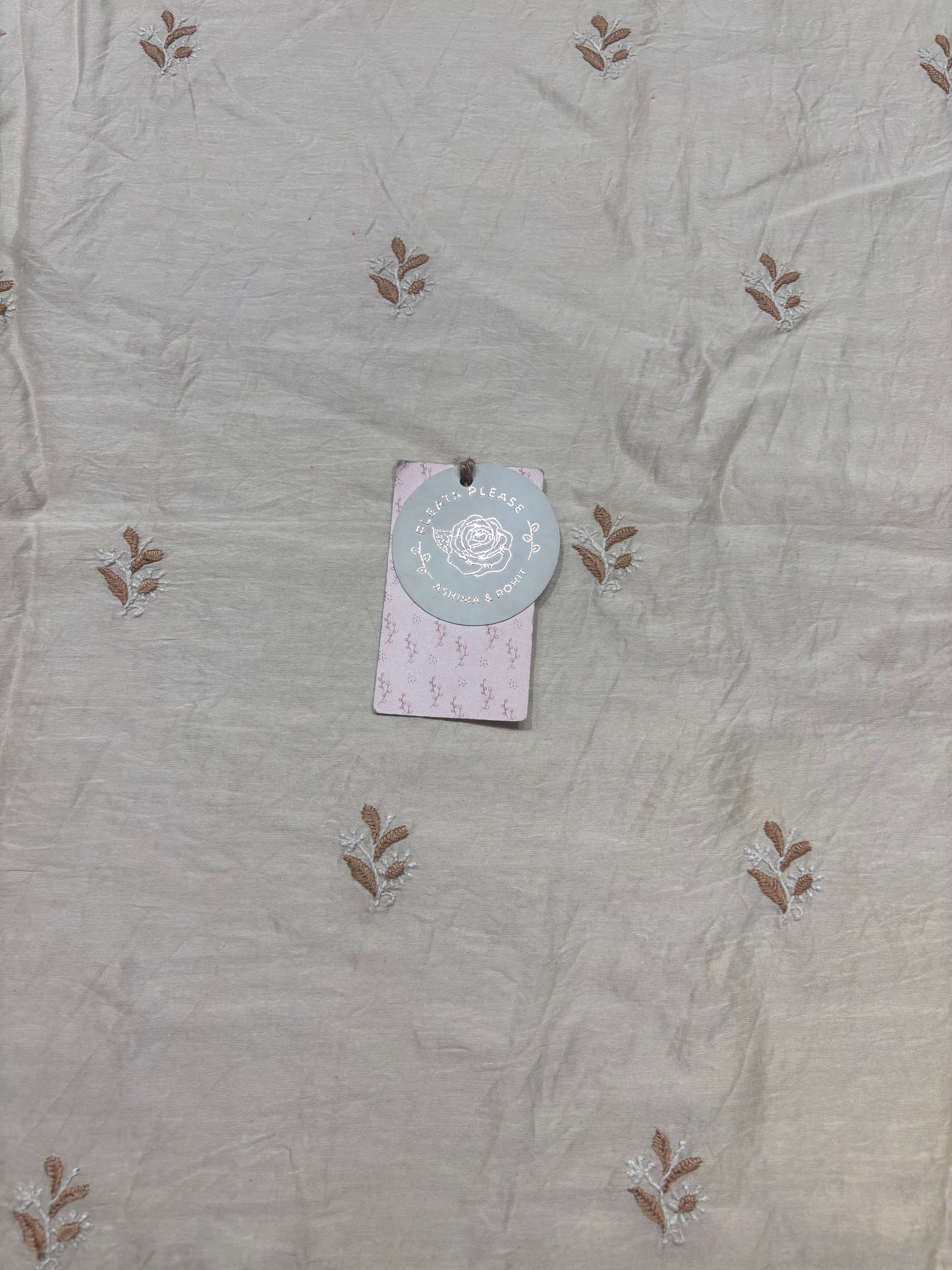 Coffee Cream Chanderi Silk Chikankari Men’s Kurta Fabric