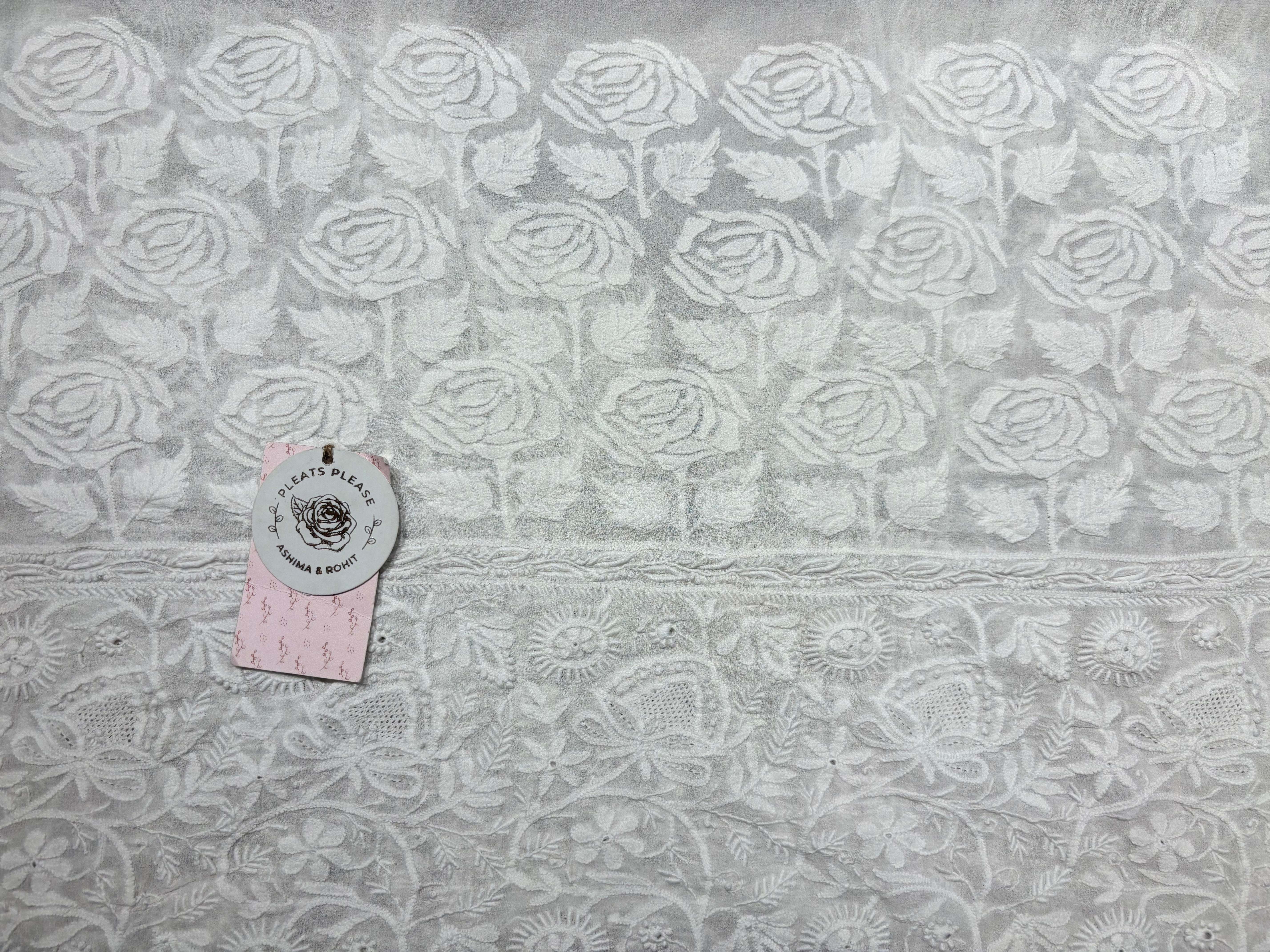 Dyeable Pure & Premium Georgette Chikankari Kurta & Dupatta Fabric