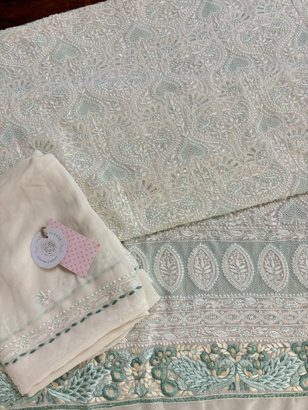 Dyeable Pure & Premium Georgette Chikankari With Parsi Kurta & Dupatta