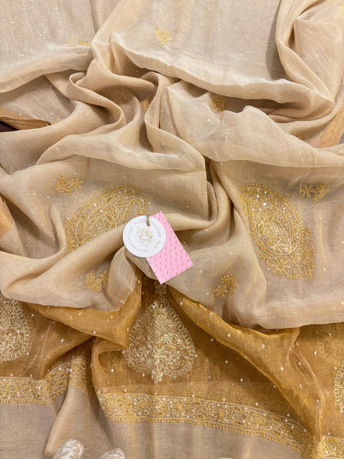 Dyeable Pure & Premium Tissue Mirror Chikankari Bajirao Anarkali & Dupatta