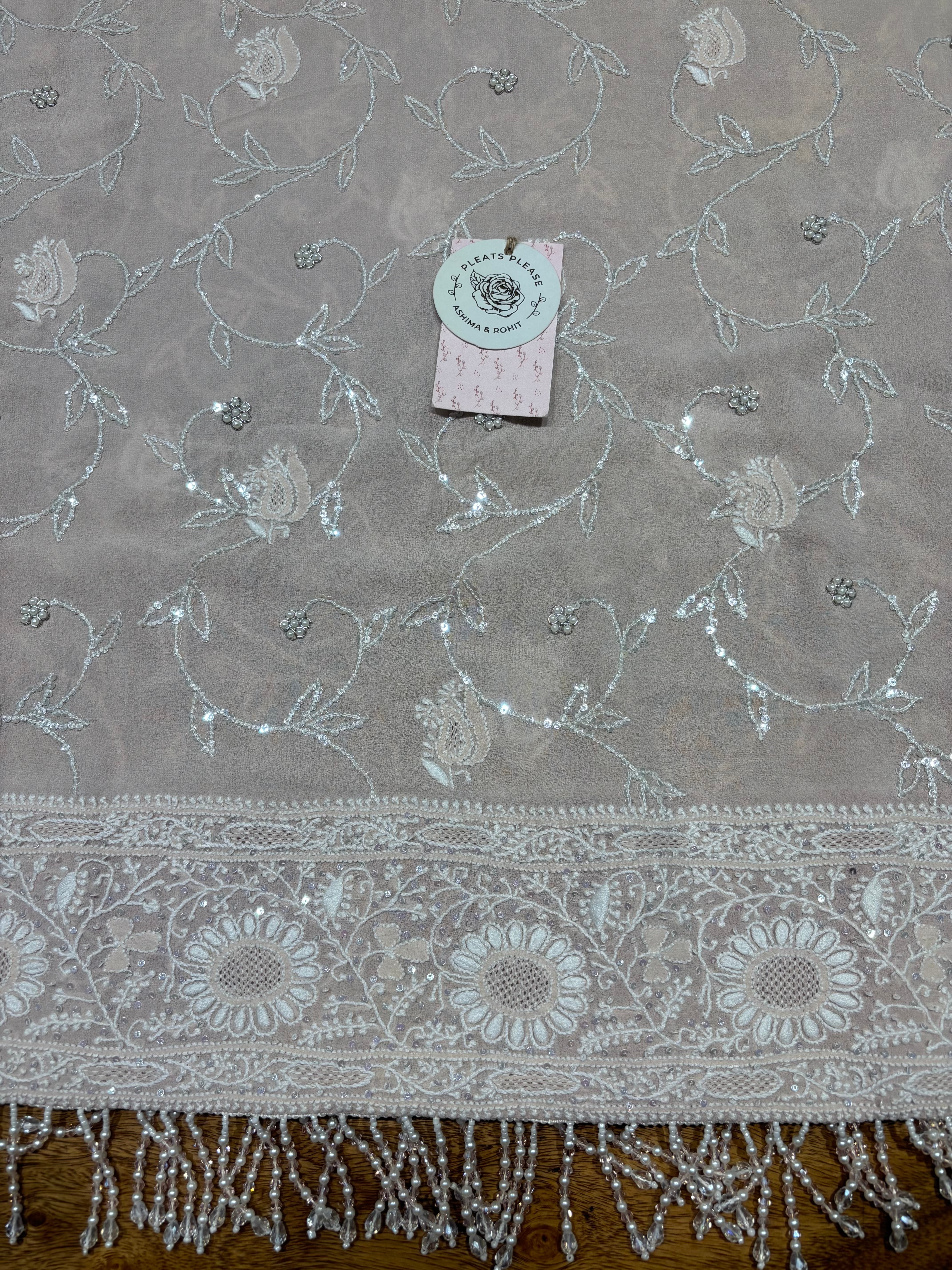 Apricot Pink Pure & Premium Georgette Anarkali & Dupatta Set