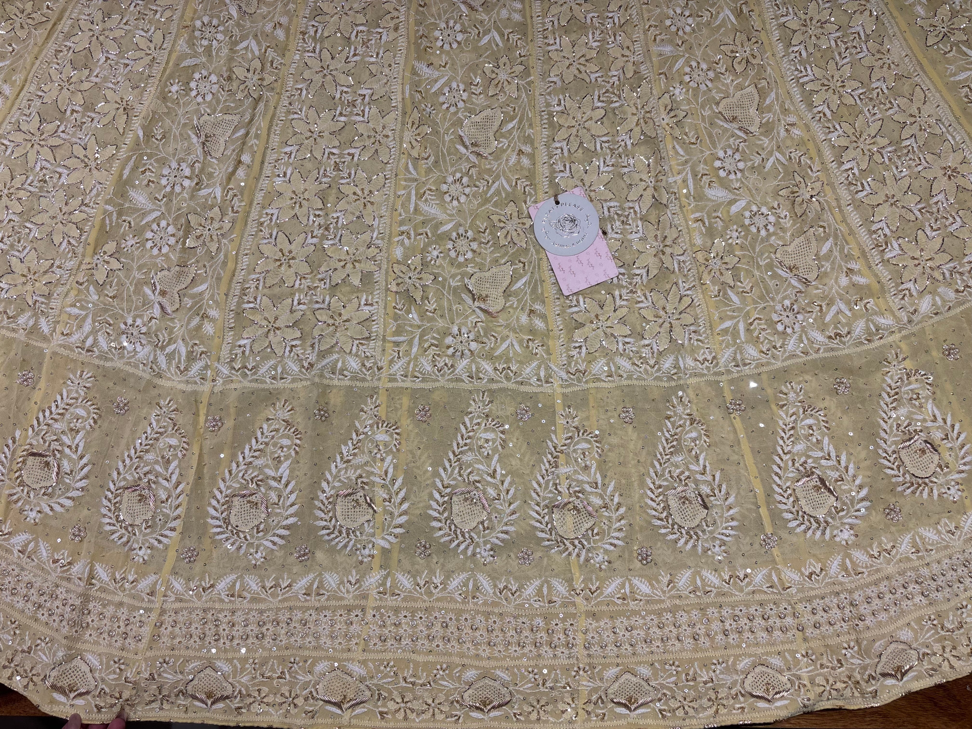 Butter Yellow Pure & Premium Georgette Chikankari Anarkali & Dupatta Set