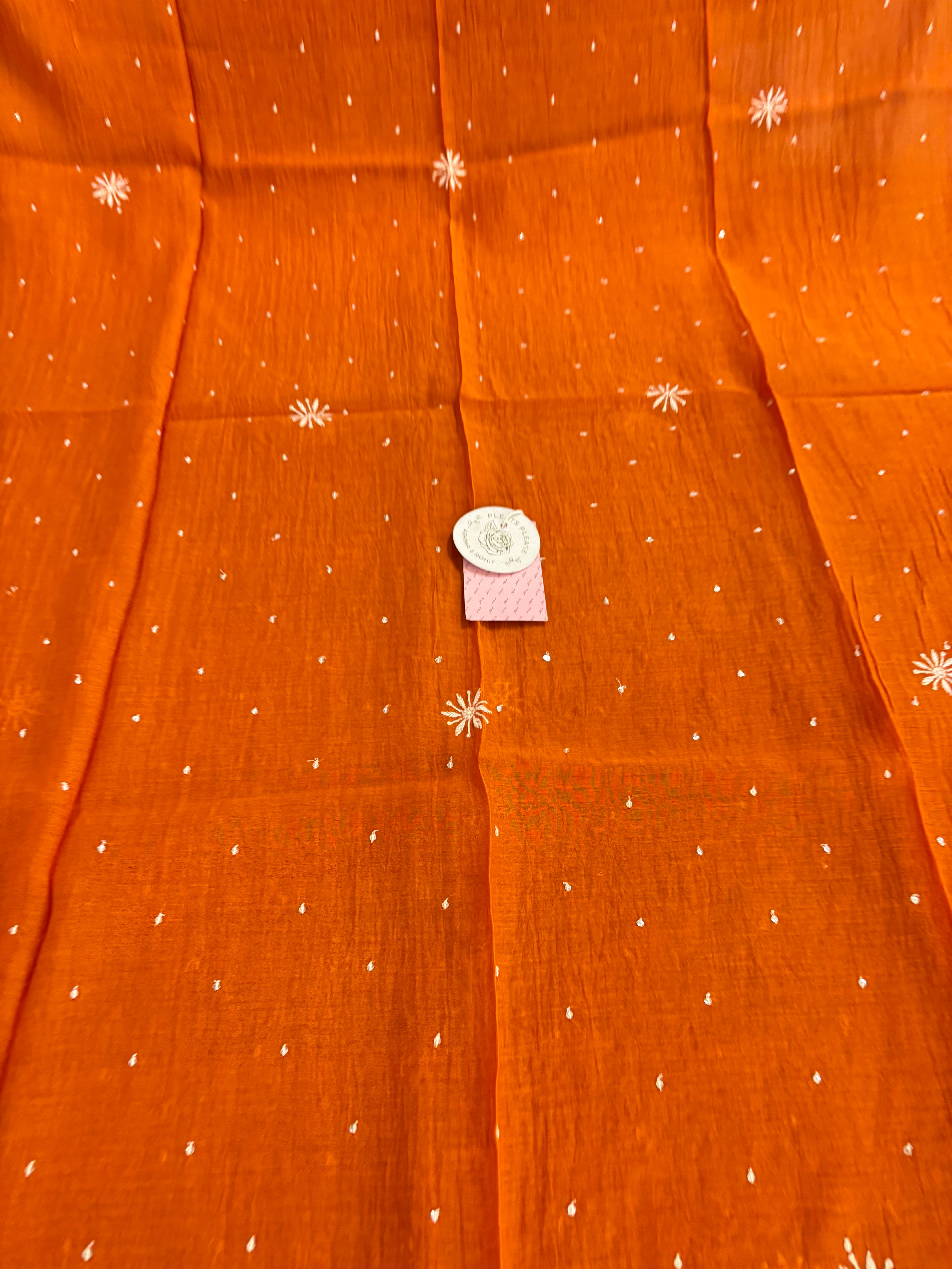 Burnt Orange Chanderi Mul Chikankari Kurta & Dupatta