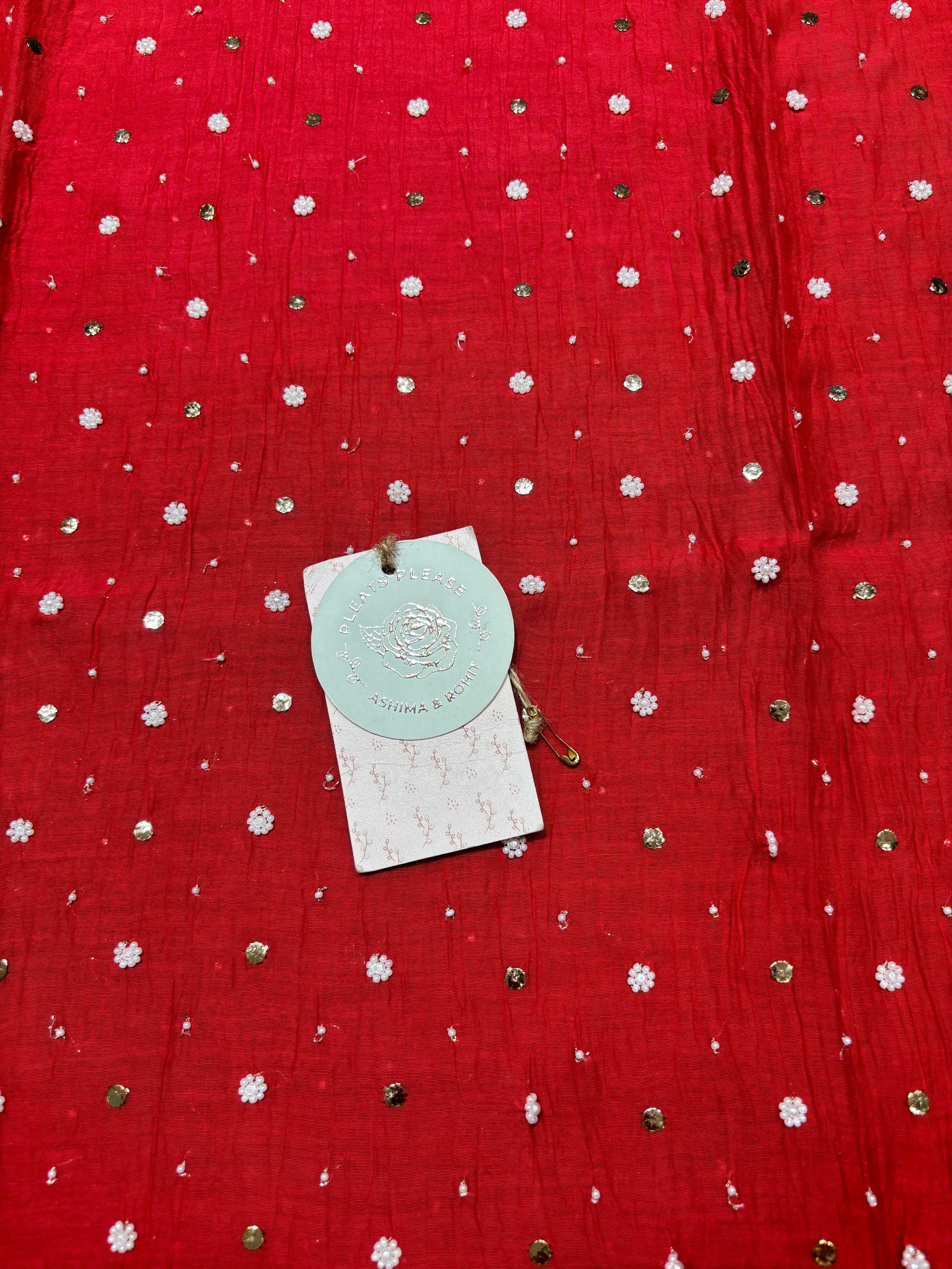 Red Chanderi Mul Mukaish Kurta & Dupatta Set