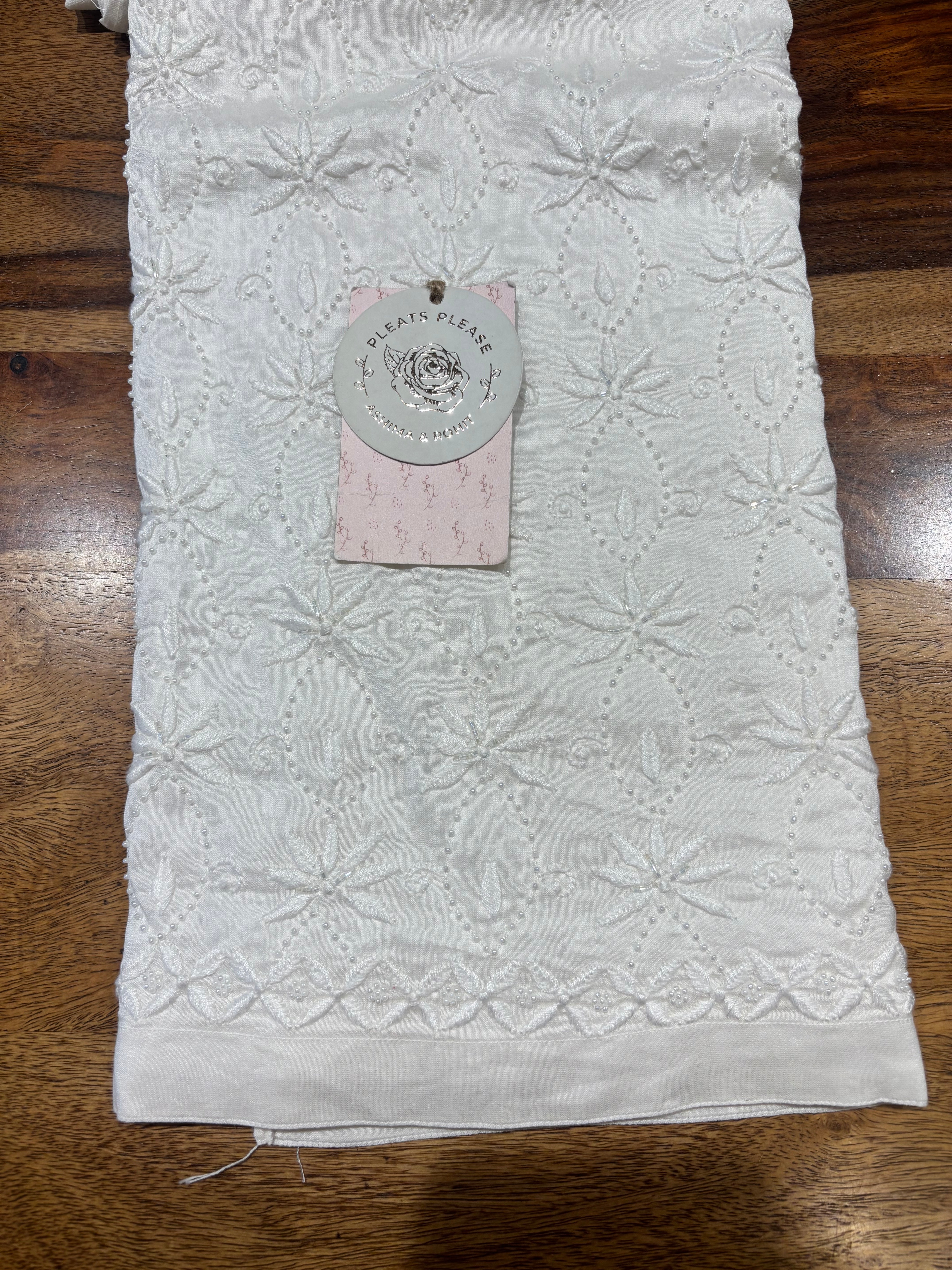 Dyeable Chanderi Silk Chikankari Bottom
