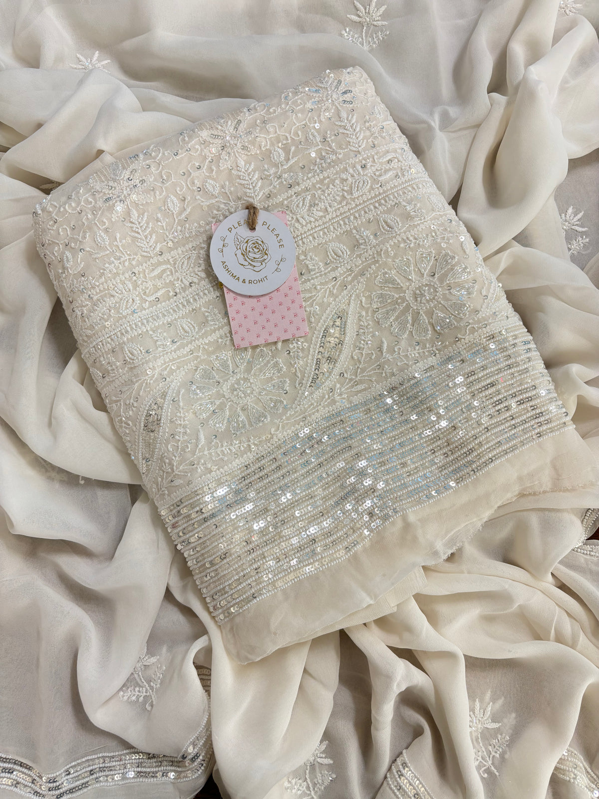 Dyeable Pure Georgette Chikankari Kurta & Dupatta