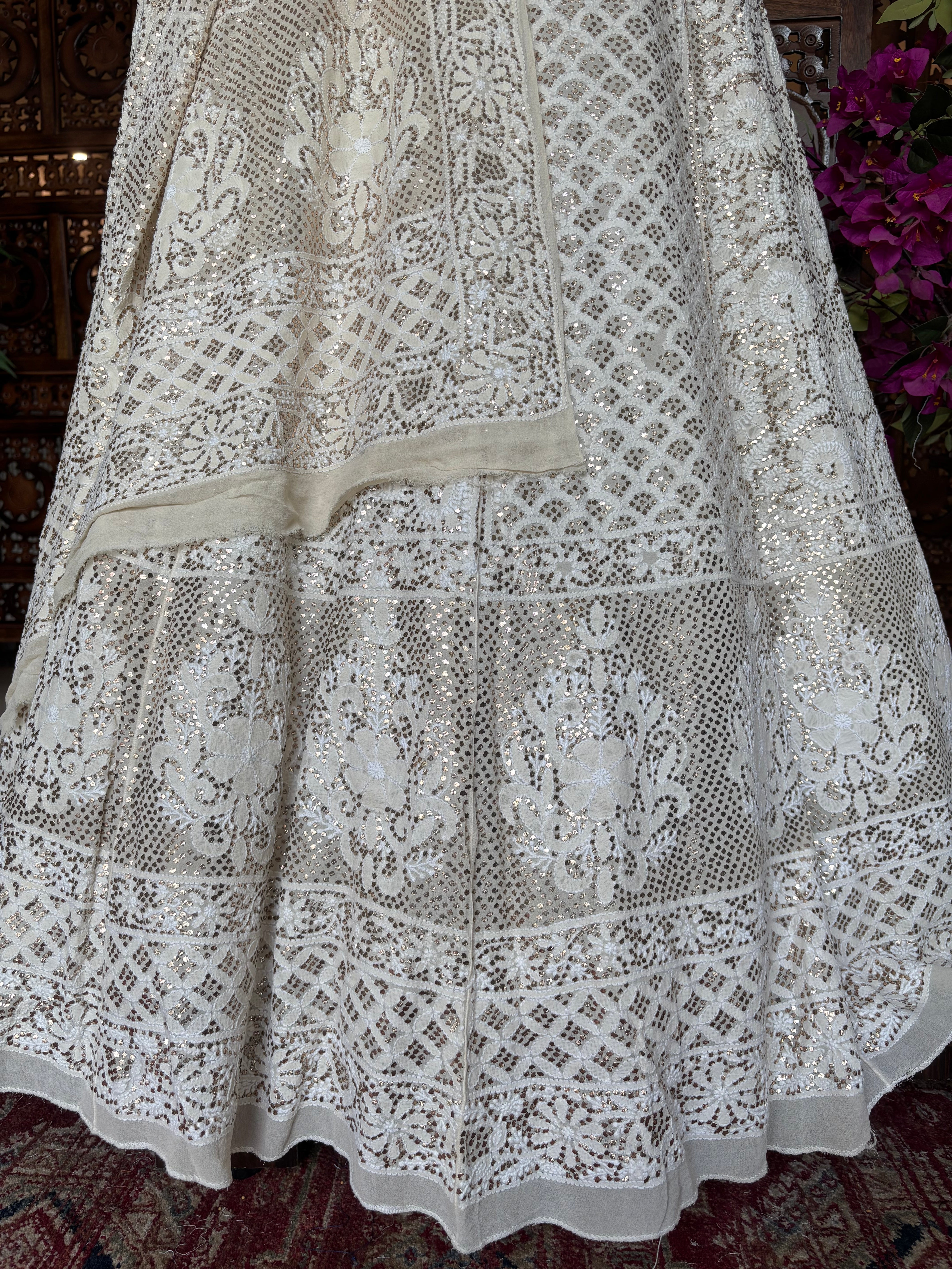 Dyeable Pure & Premium Georgette Mukaish Lehenga & Dupatta Set