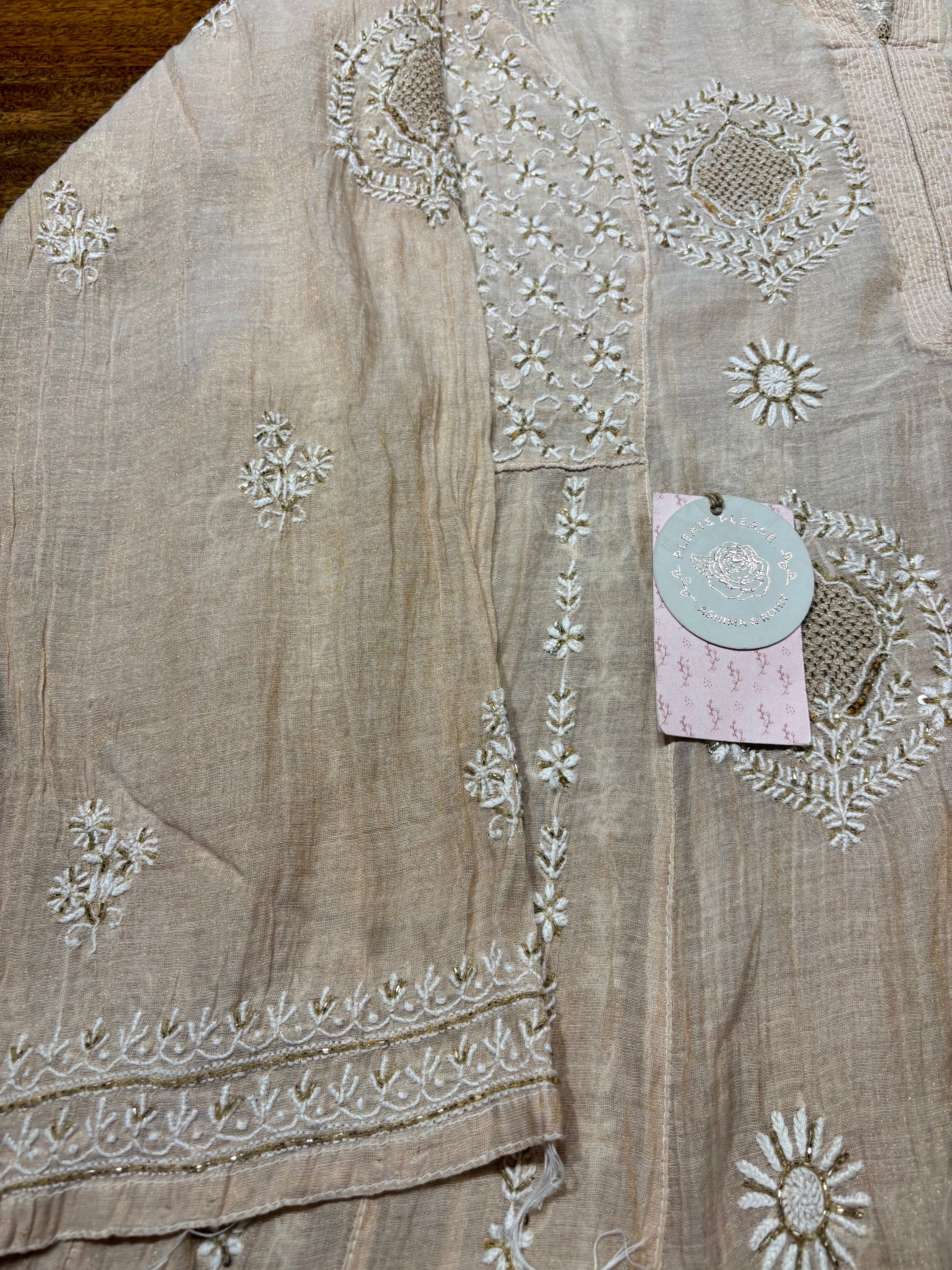 Dyeable Pure & Premium Tissue Chikankari Anarkali & Dupatta Set